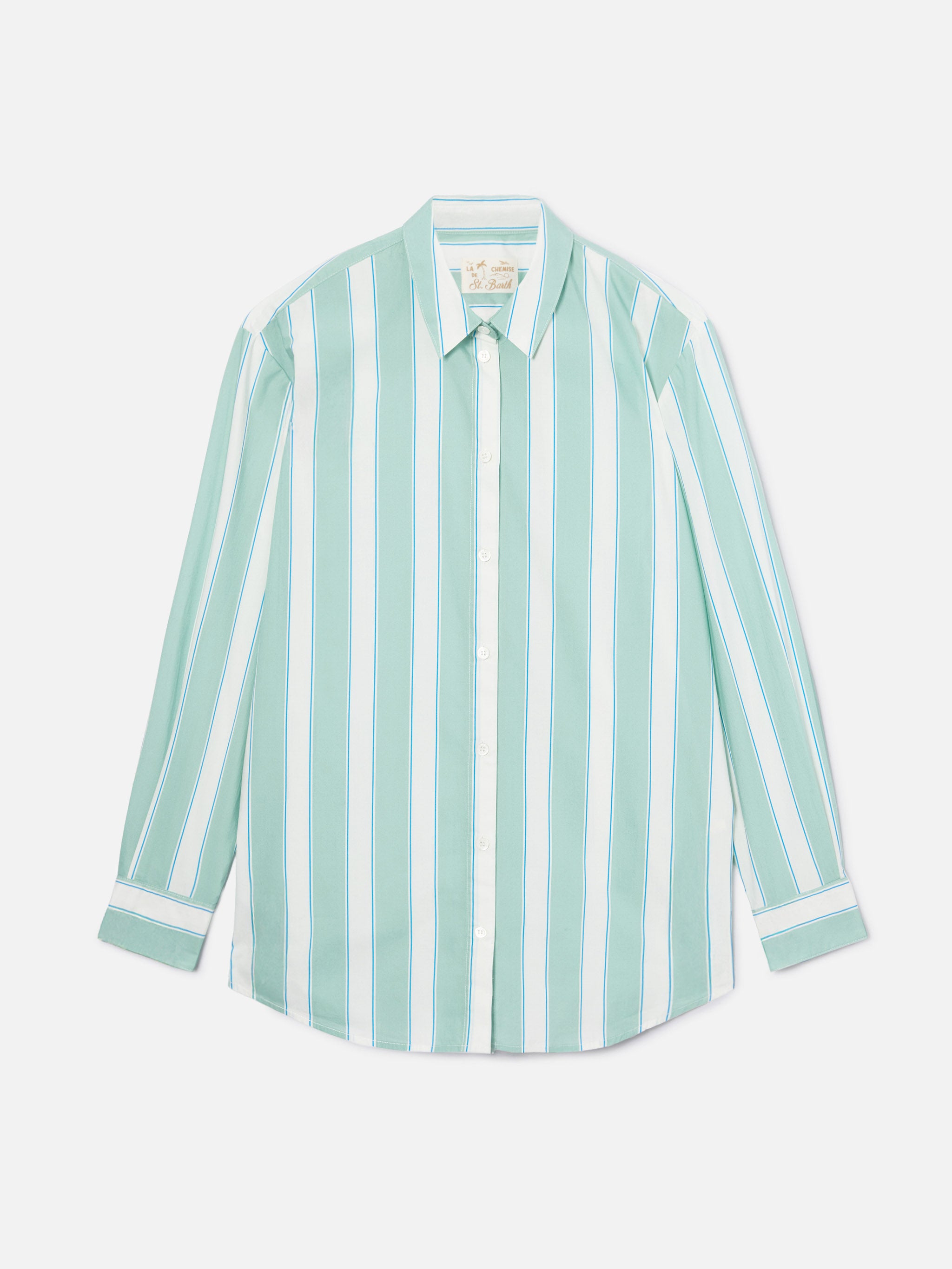 mc2-saint-barth-brigitte-camicia-donna-cotone-a-righe-verdi-sport-club image 5