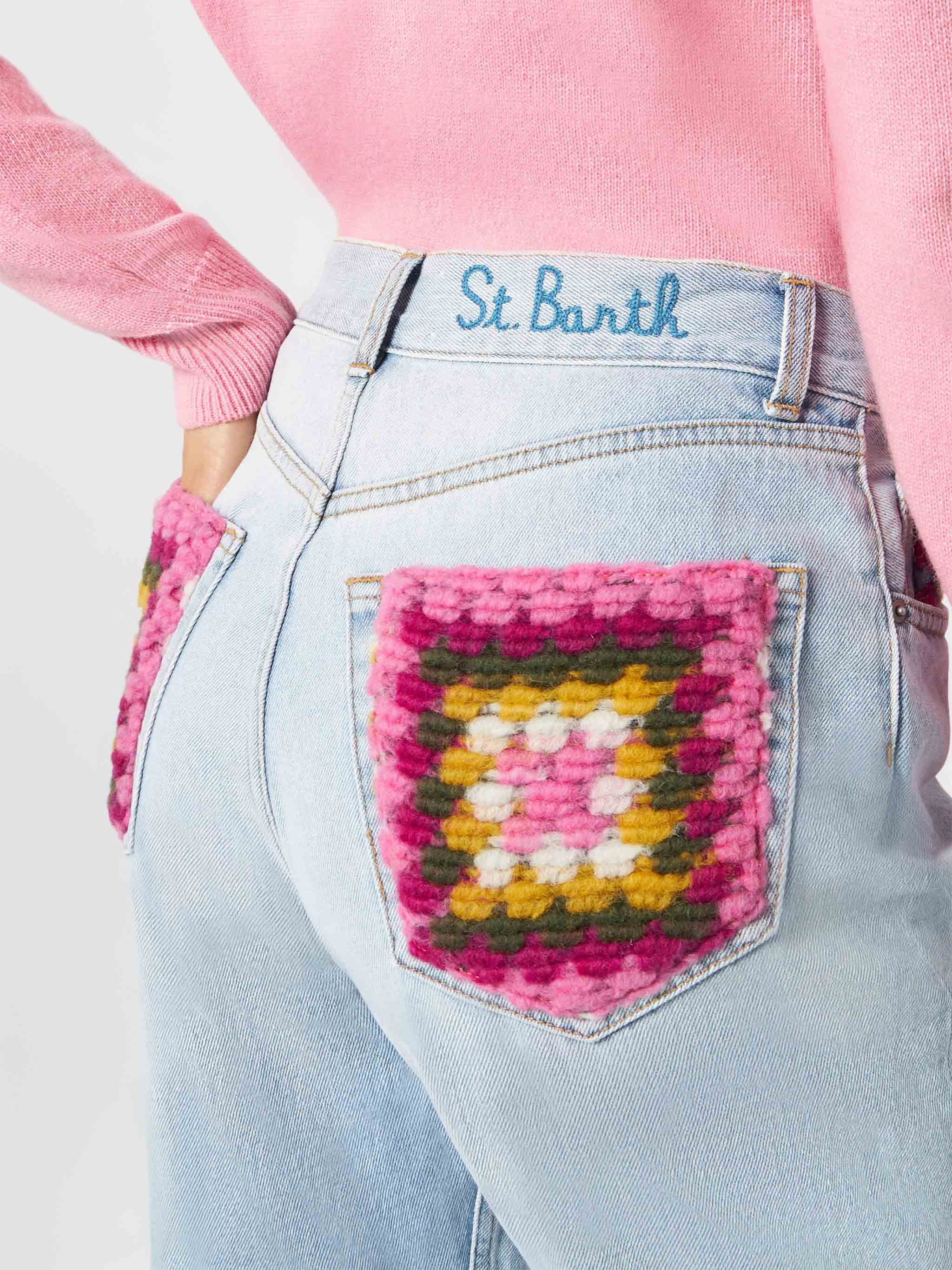 mc2-saint-barth-belleville-jeans-donna-denim-azzurro-tasche-crochet image 3