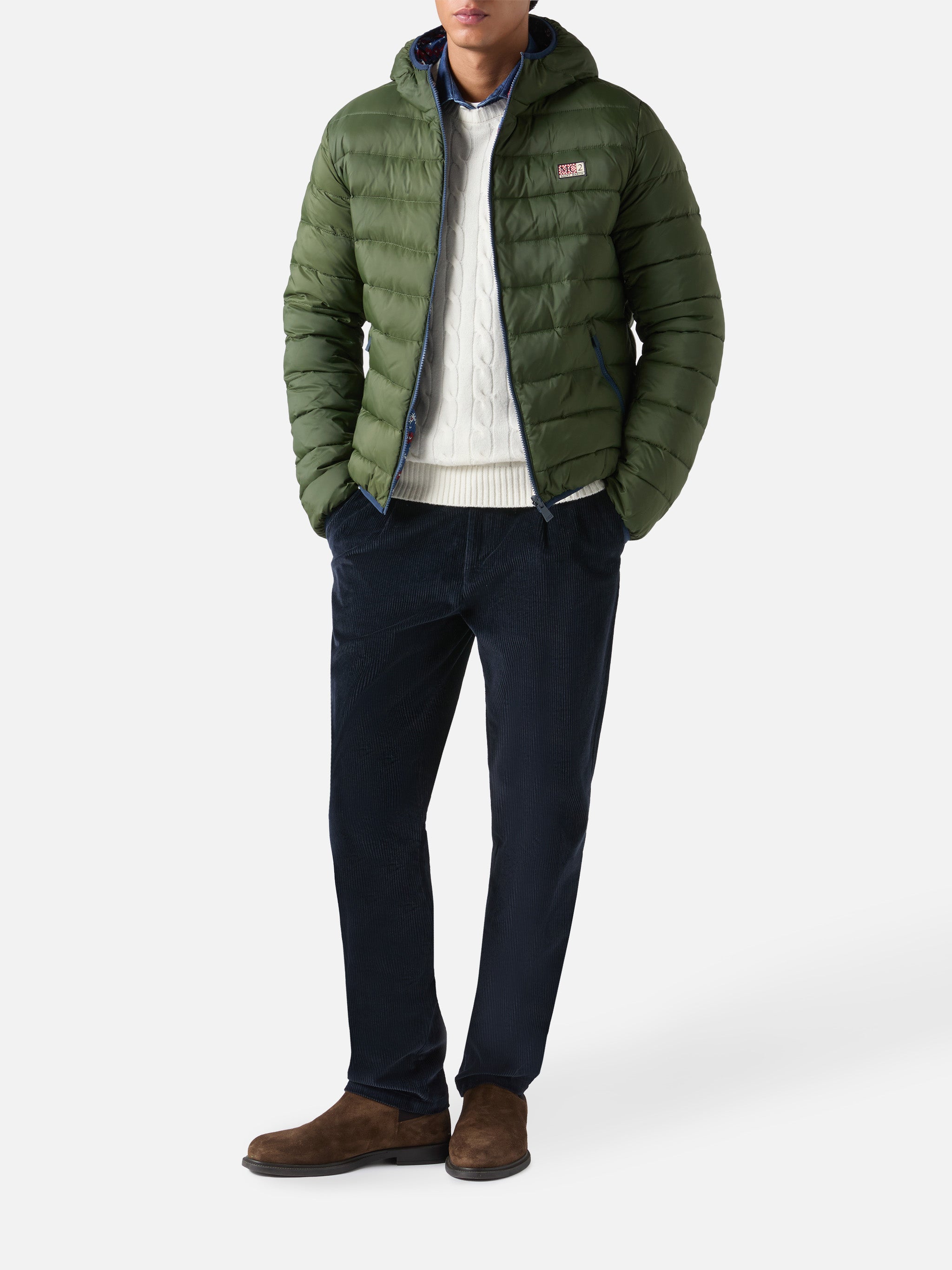 mc2-saint-barth-piumino-double-face-courchevel-uomo-verde-militare-reversibile image 3