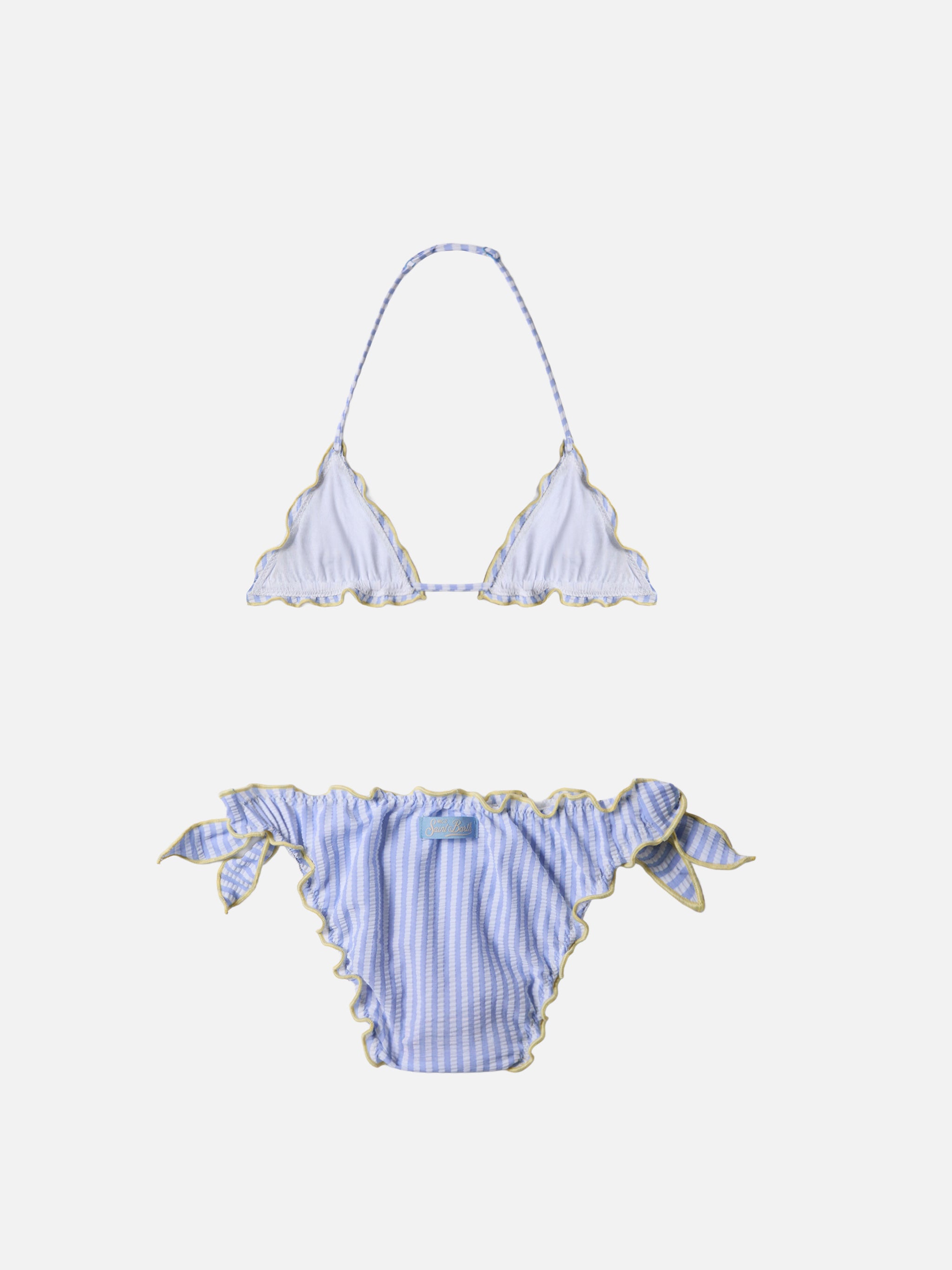 mc2-saint-barth-bikini-cris-bambina-a-triangolo-in-seersucker-azzurro-e-giallo-a image 2