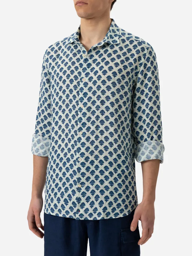 mc2-saint-barth-pamplona-camicia-uomo-in-lino-bianca-stampa-floreale image 1