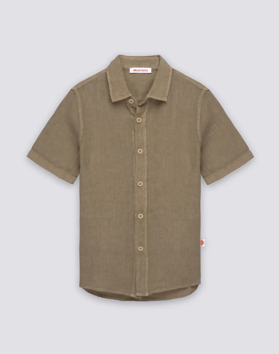 sundek-b814shli5tc-camicia-bambino-in-lino-a-manica-corta-tinto-capo image 1