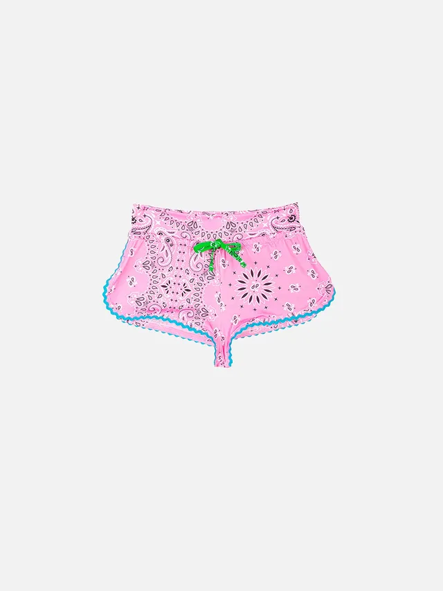 mc2-saint-barth-pantaloncini-da-spiaggia-da-bambina-stampa-bandana-rosa image 1