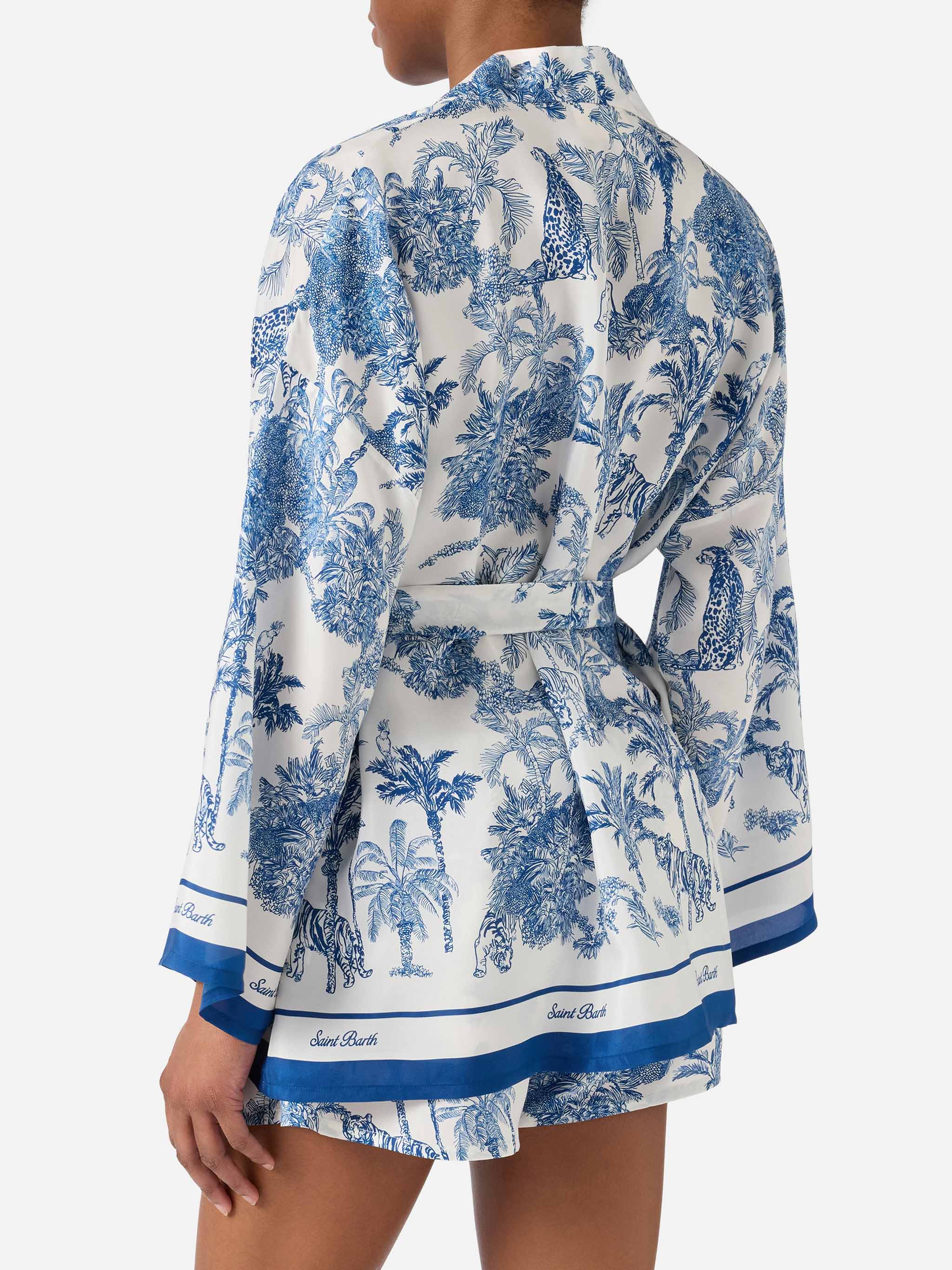 mc2-saint-barth-kimono-corto-carly-in-seta-con-stampa-toile-de-jouy-blu-e-bianco image 3