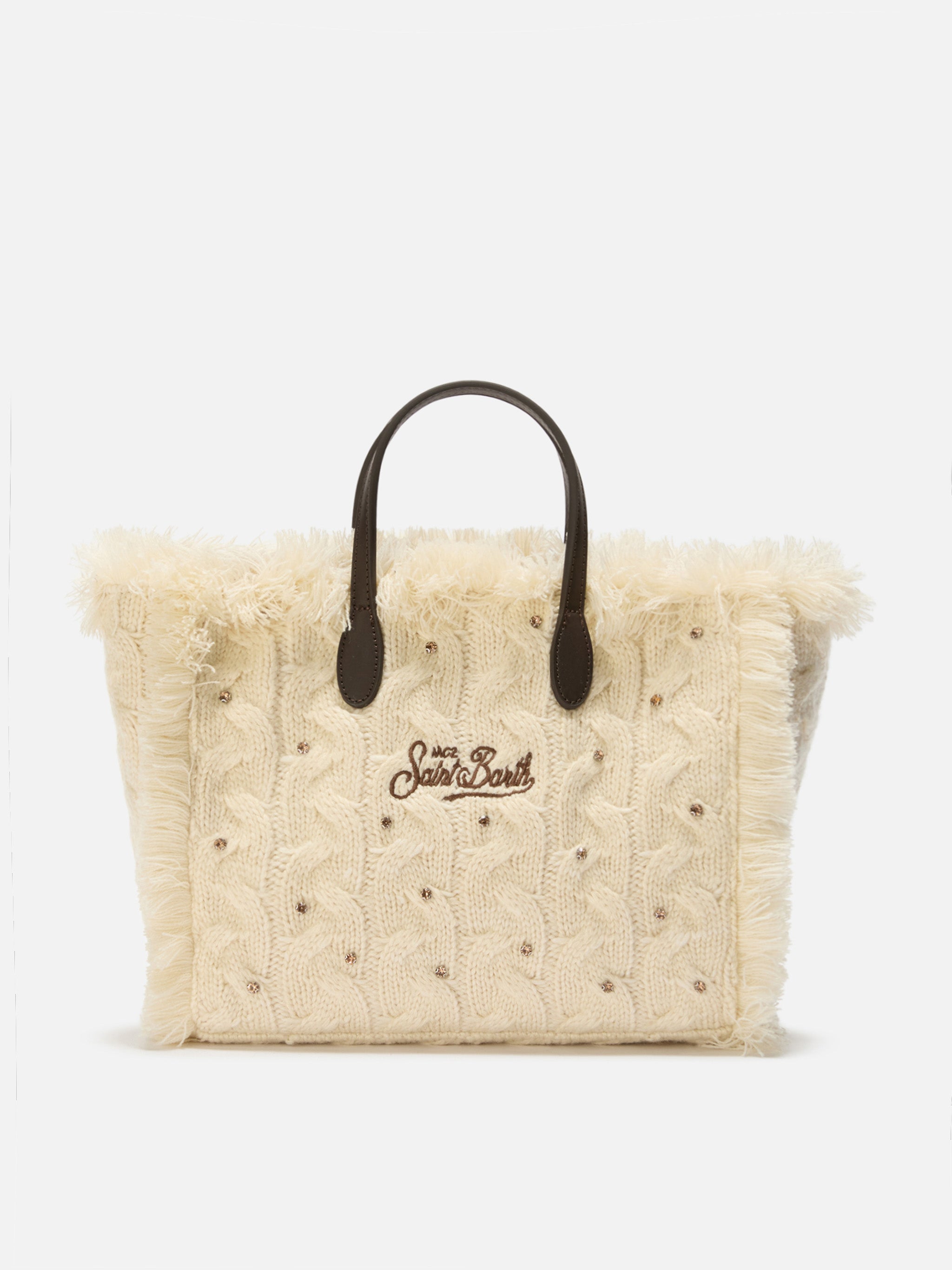 mc2-saint-barth-borsa-colette-wool-braid-bianca-con-strass-e-tracolla-removibile image 1