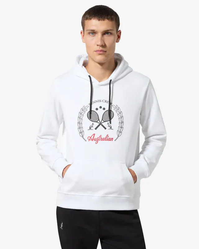 australian-tennis-crew-felpa-con-cappuccio-bianca-in-cotone image 1