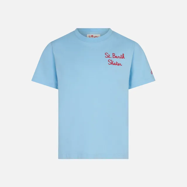 mc2-saint-barth-t-shirt-bambino-simpson-skater-bart-celeste image 1