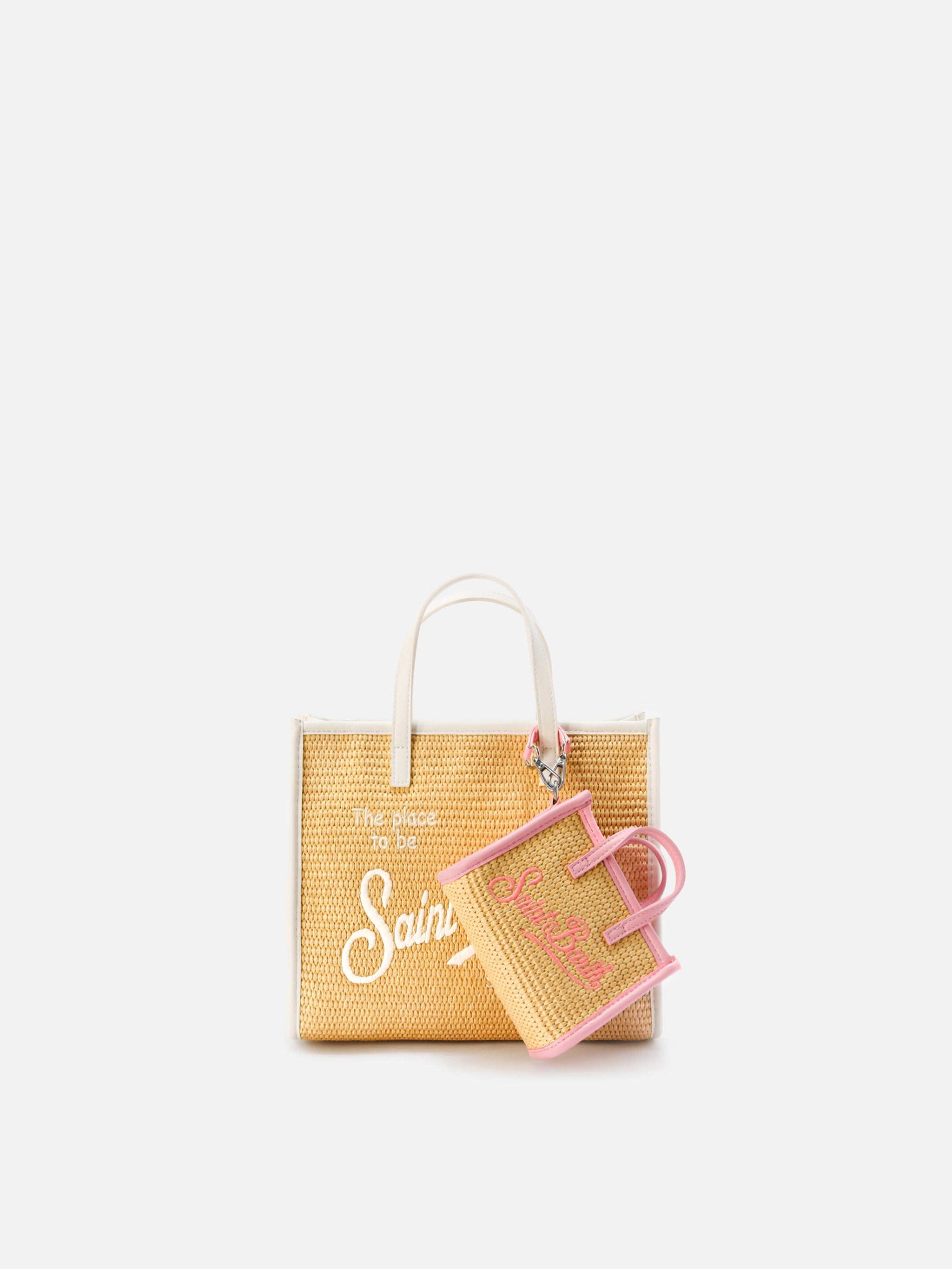 mc2-saint-barth-borsa-vivian-micro-in-tessuto-effetto-raffia-rosa-con-logo-ricam image 6