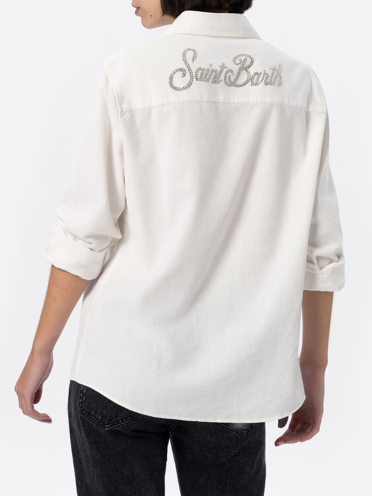 camicia-mc2-saint-barth-deer-in-tessuto-effetto-velluto-a-coste-panna-con-strass image 3