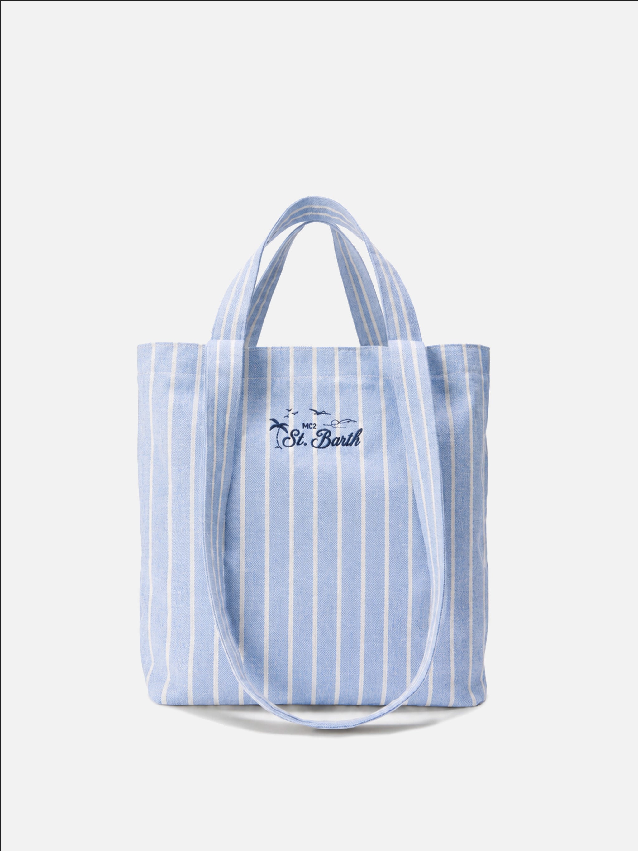 mc2-saint-barth-borsa-tote-essential-beach-in-cotone-a-righe-azzurre-e-bianche-m image 1