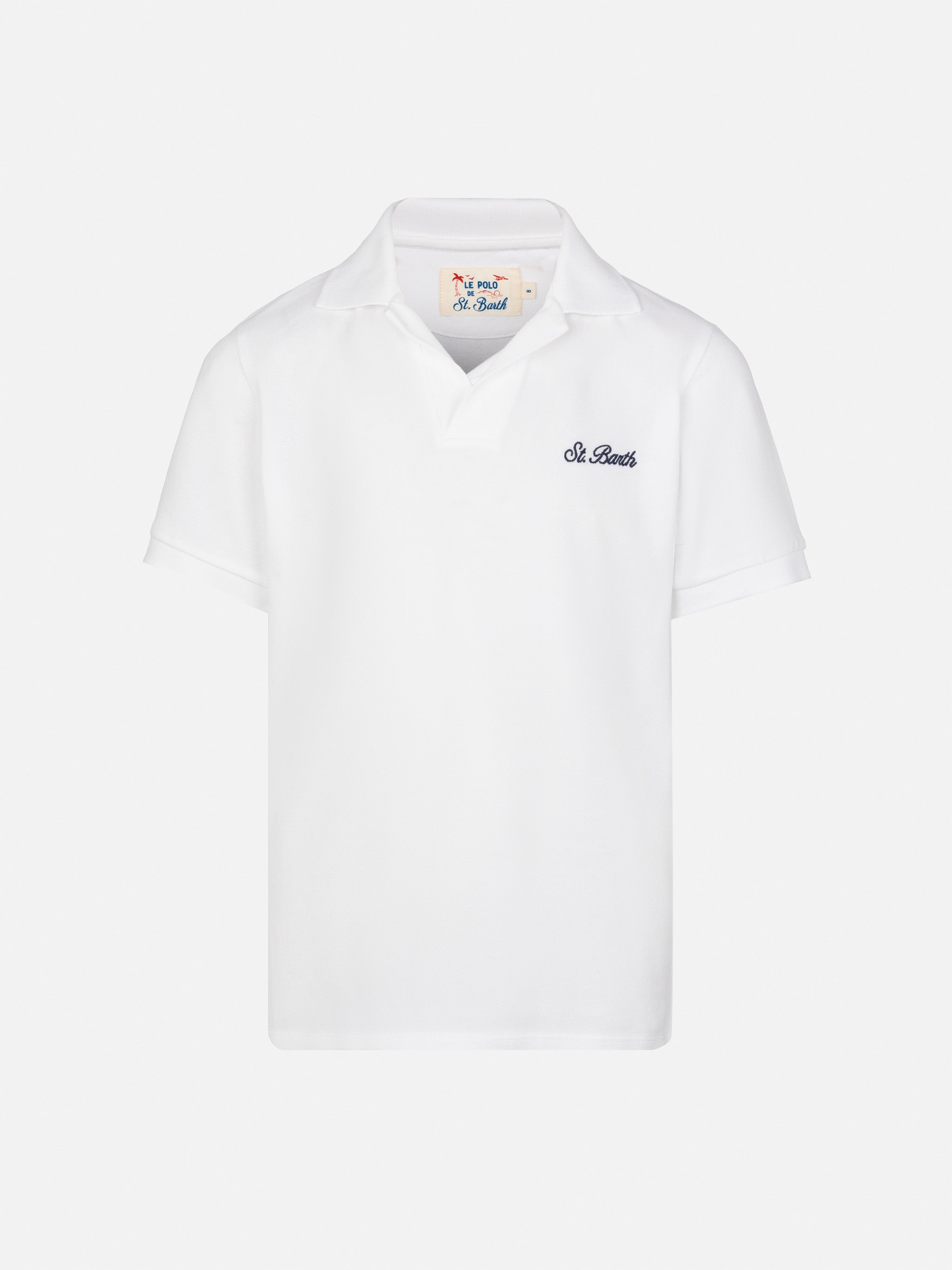 mc2-saint-barth-polo-charles-jr-piqu-cotone-bianco-bimbo-senza-bottoni image 1