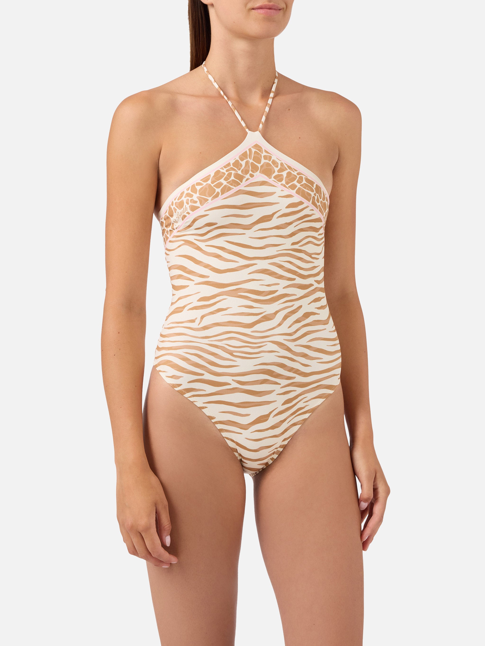 mc2-saint-barth-meryem-costume-intero-donna-animalier-zebra-marrone image 3