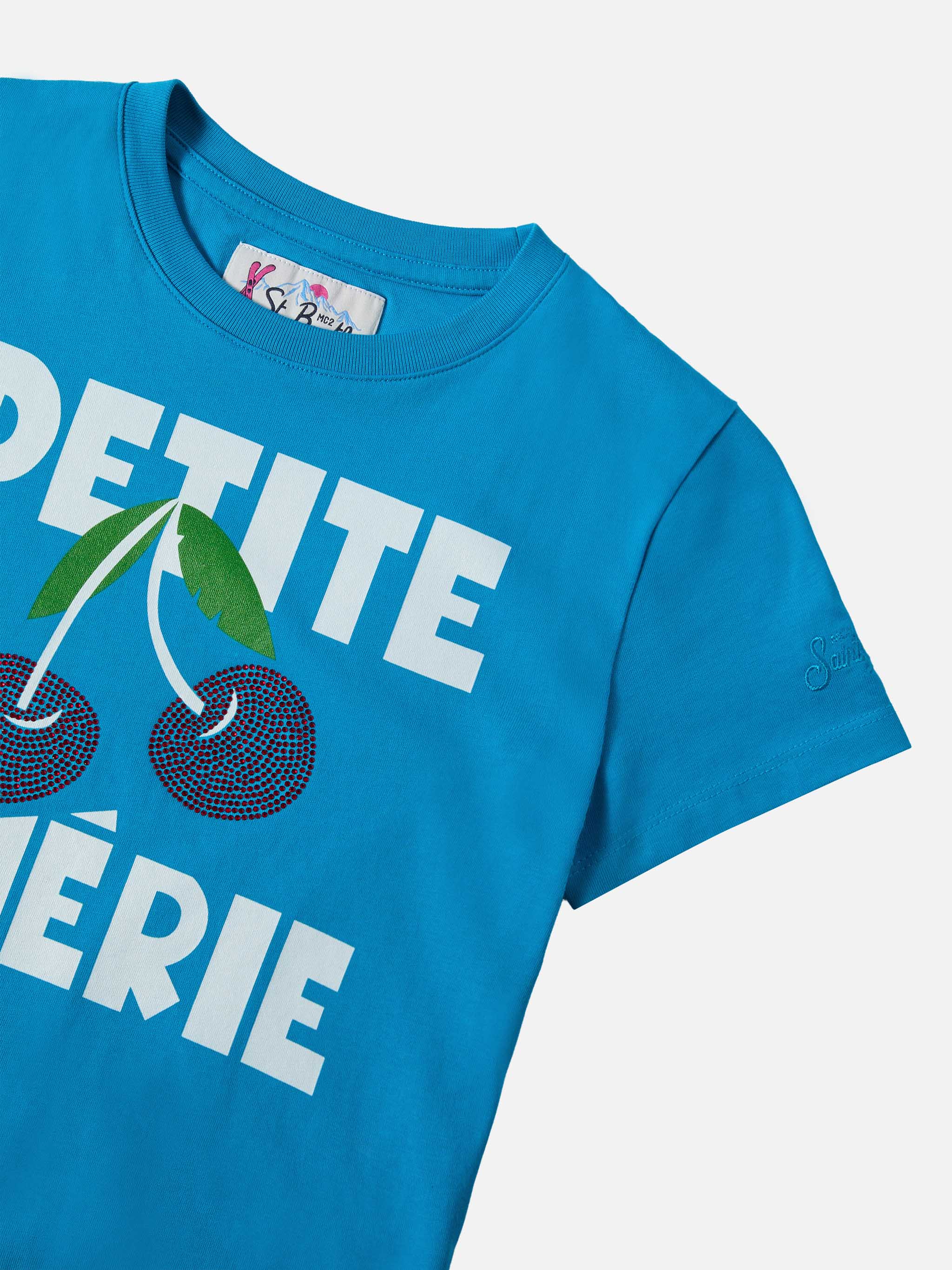 mc2-saint-barth-petite-ch-rie-t-shirt-bambina-cotone-pesante-ciliegie-strass-azz image 2