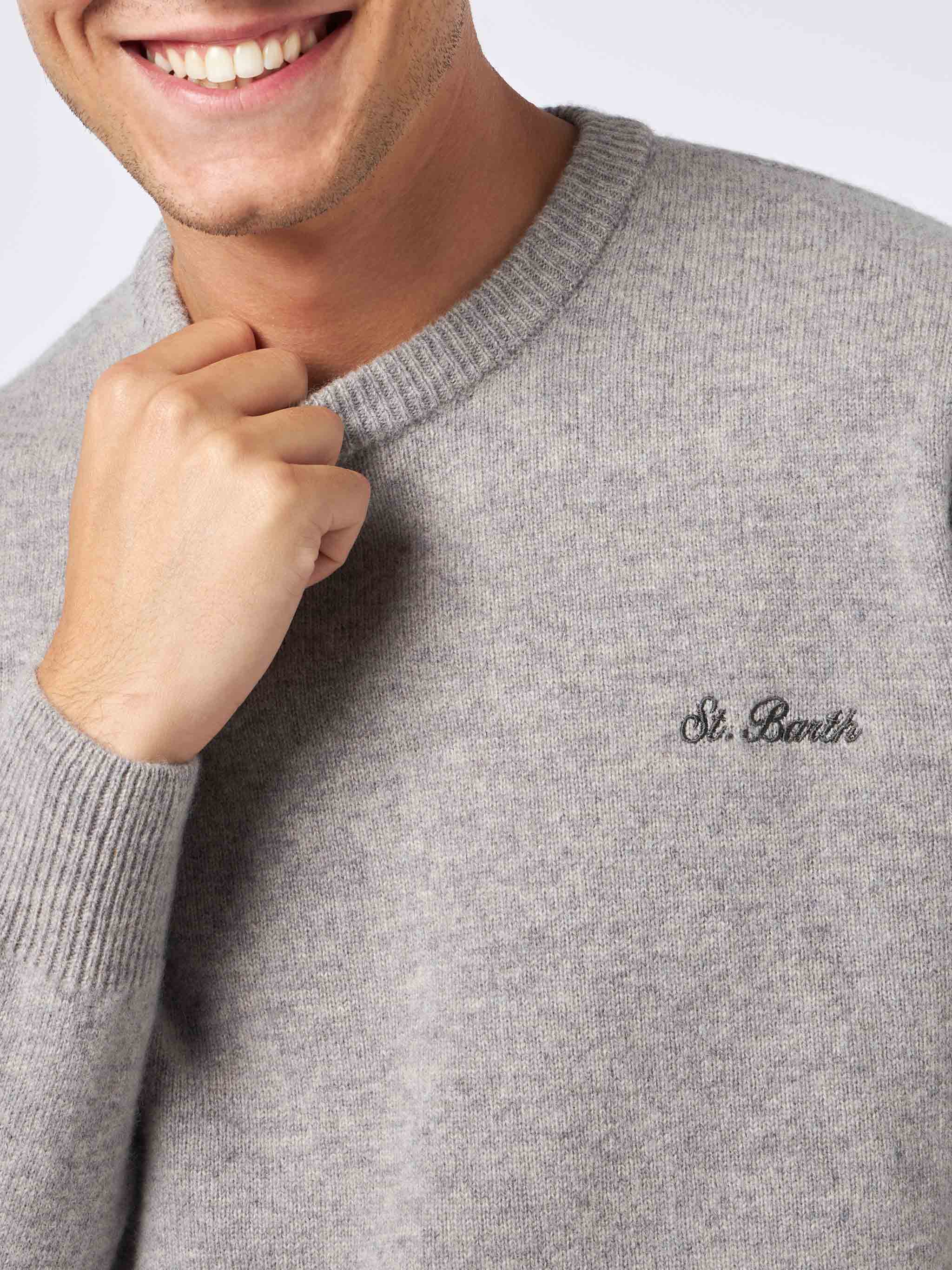 mc2-saint-barth-heron-maglia-uomo-lana-grigio-melange-st-barth image 2