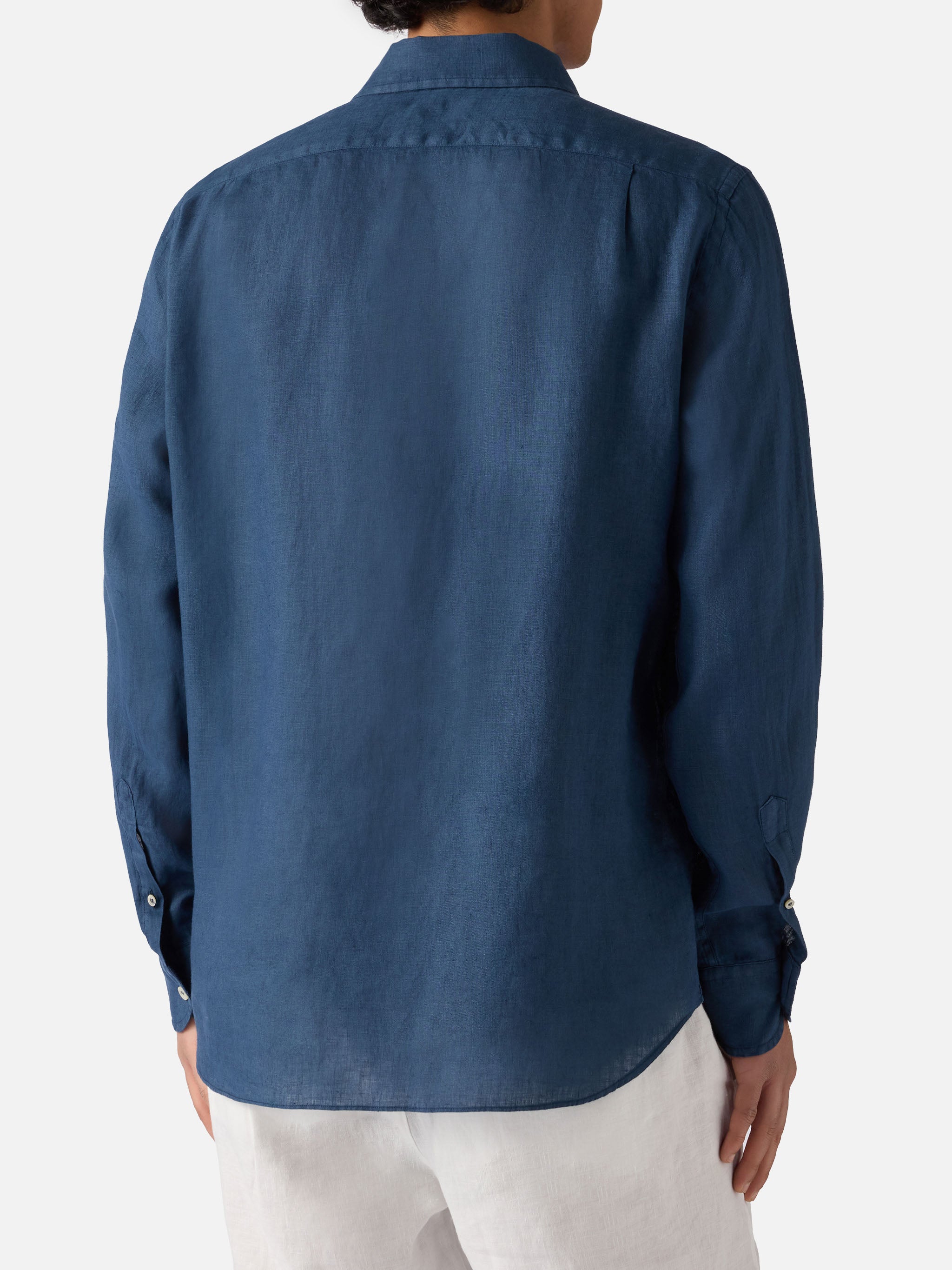 mc2-saint-barth-raphael-camicia-uomo-in-lino-blu-navy image 3