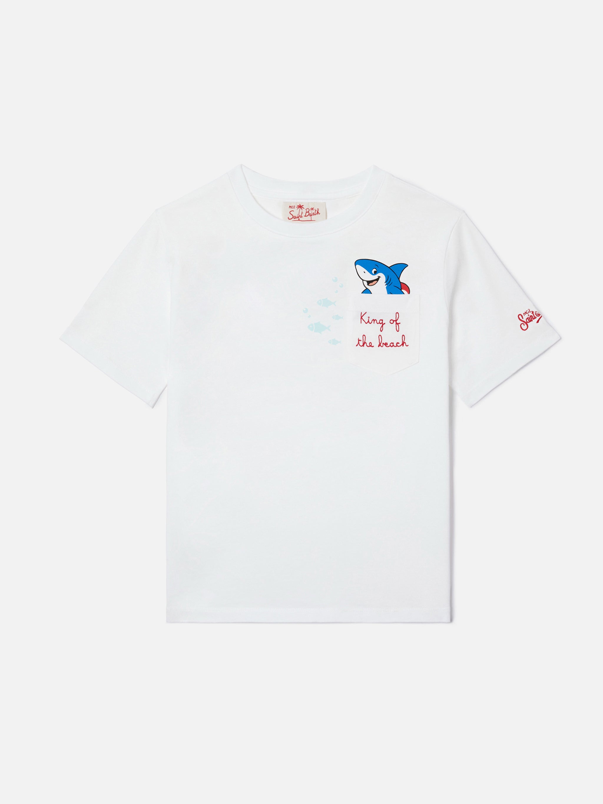 t-shirt-mc2-saint-barth-eddy-bambino-bianca-con-taschino-e-ricamo-king-of-the-be image 1