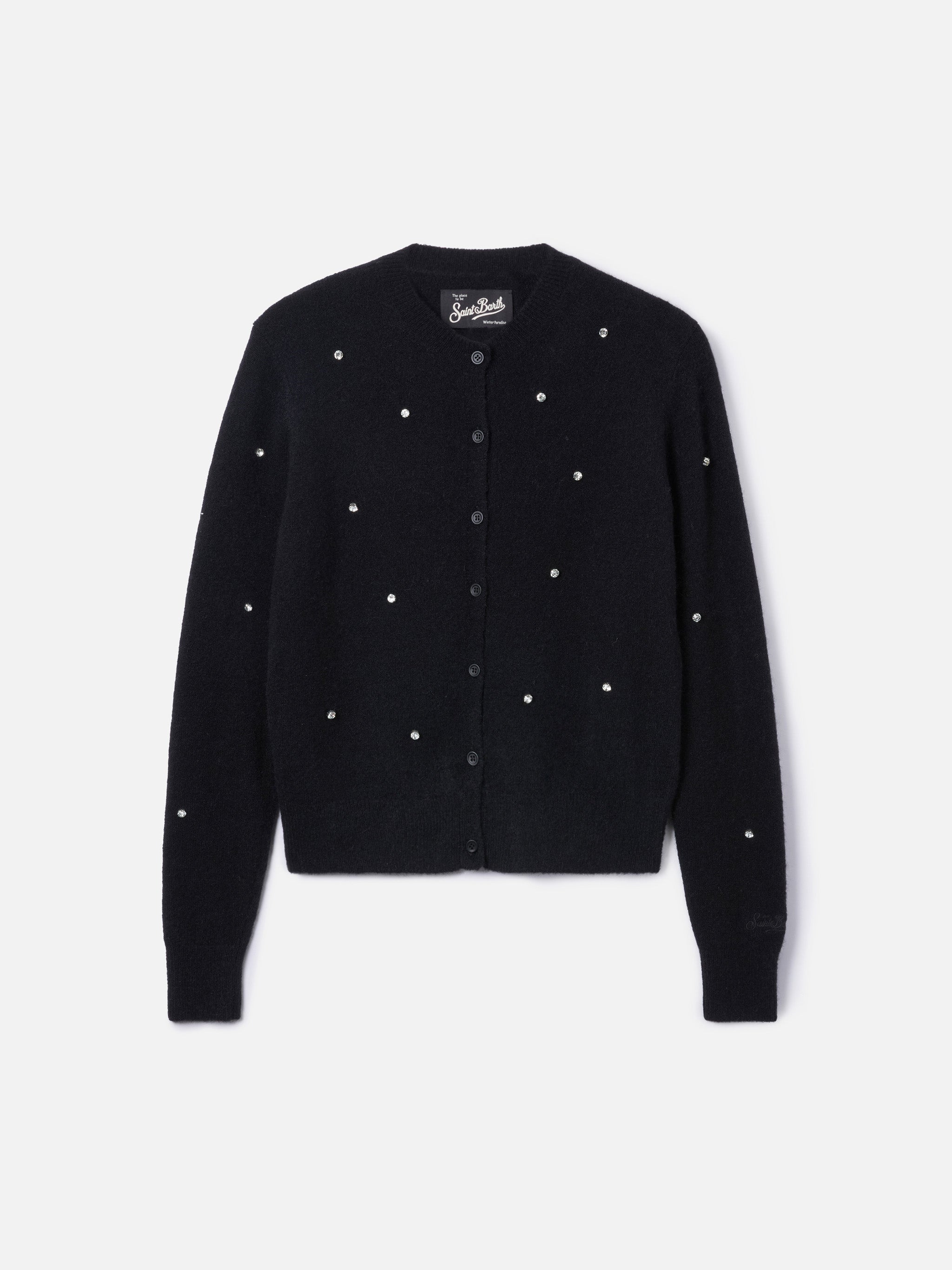 mc2-saint-barth-bellamy-cardigan-donna-nero-con-strass image 5