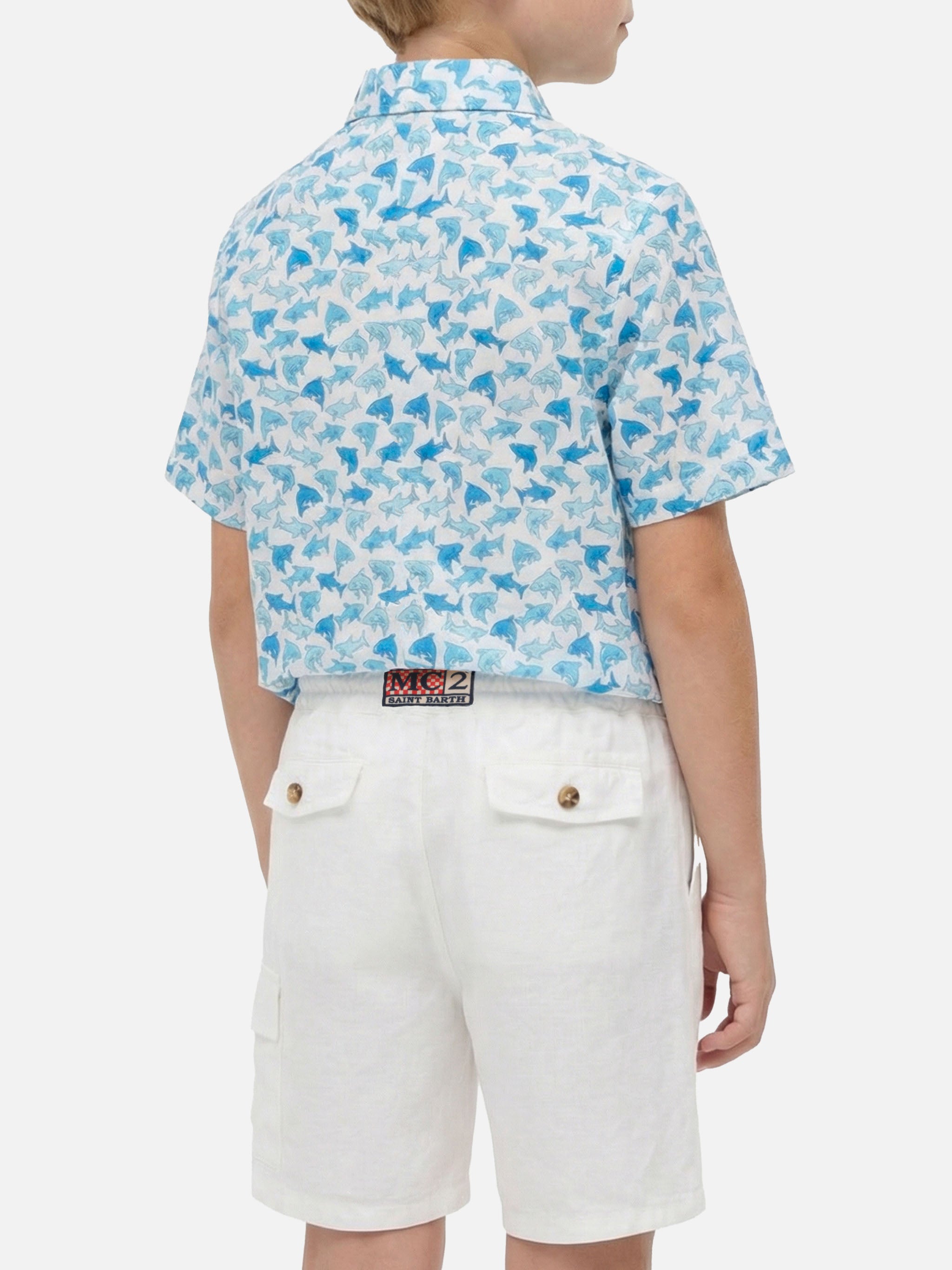 mc2-saint-barth-sikelia-camicia-da-bambino-squali-azzurri-100-cotone image 3