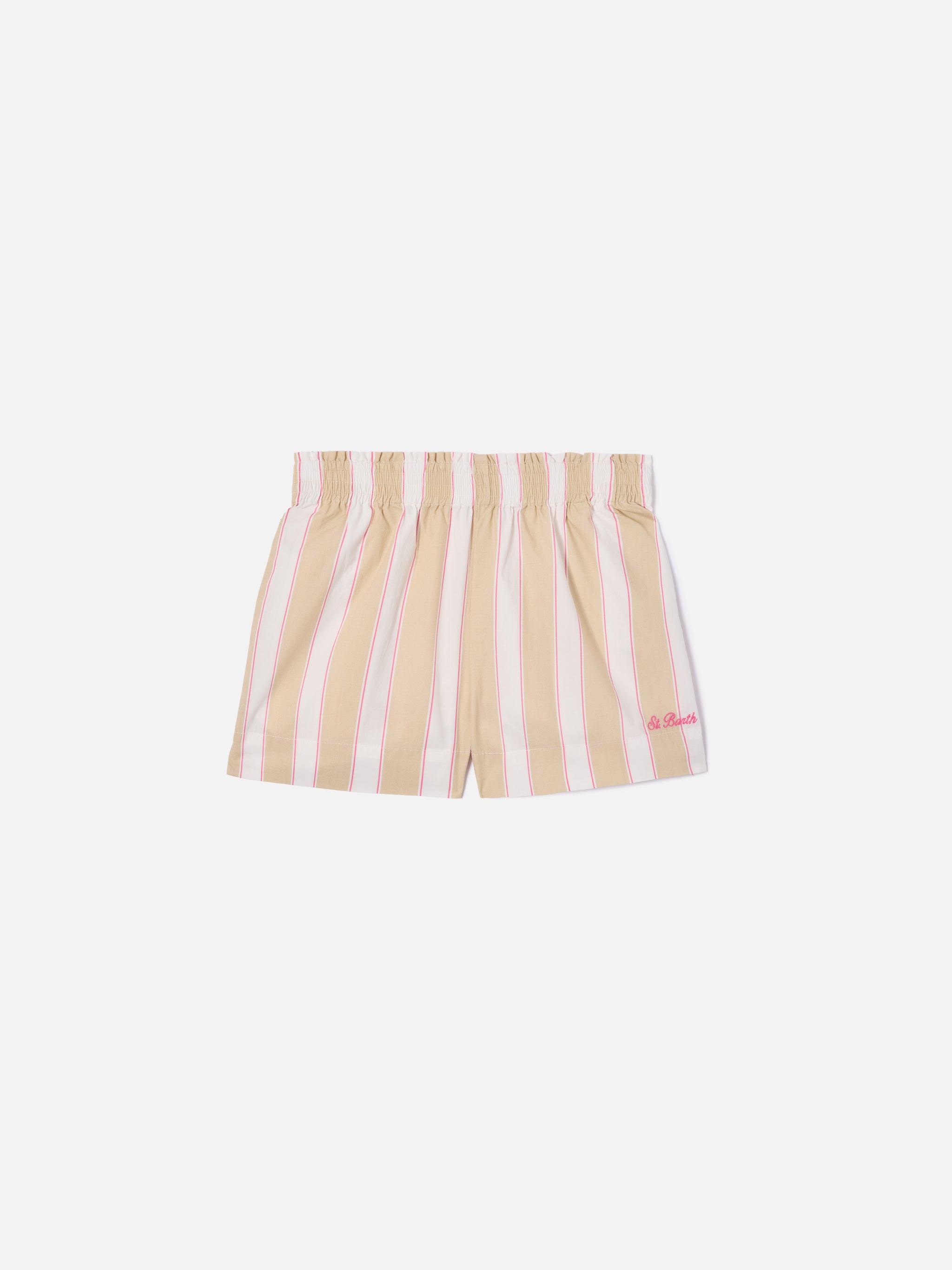 mc2-saint-barth-meave-jr-short-bambina-a-righe-beige-bianco-rosa image 1
