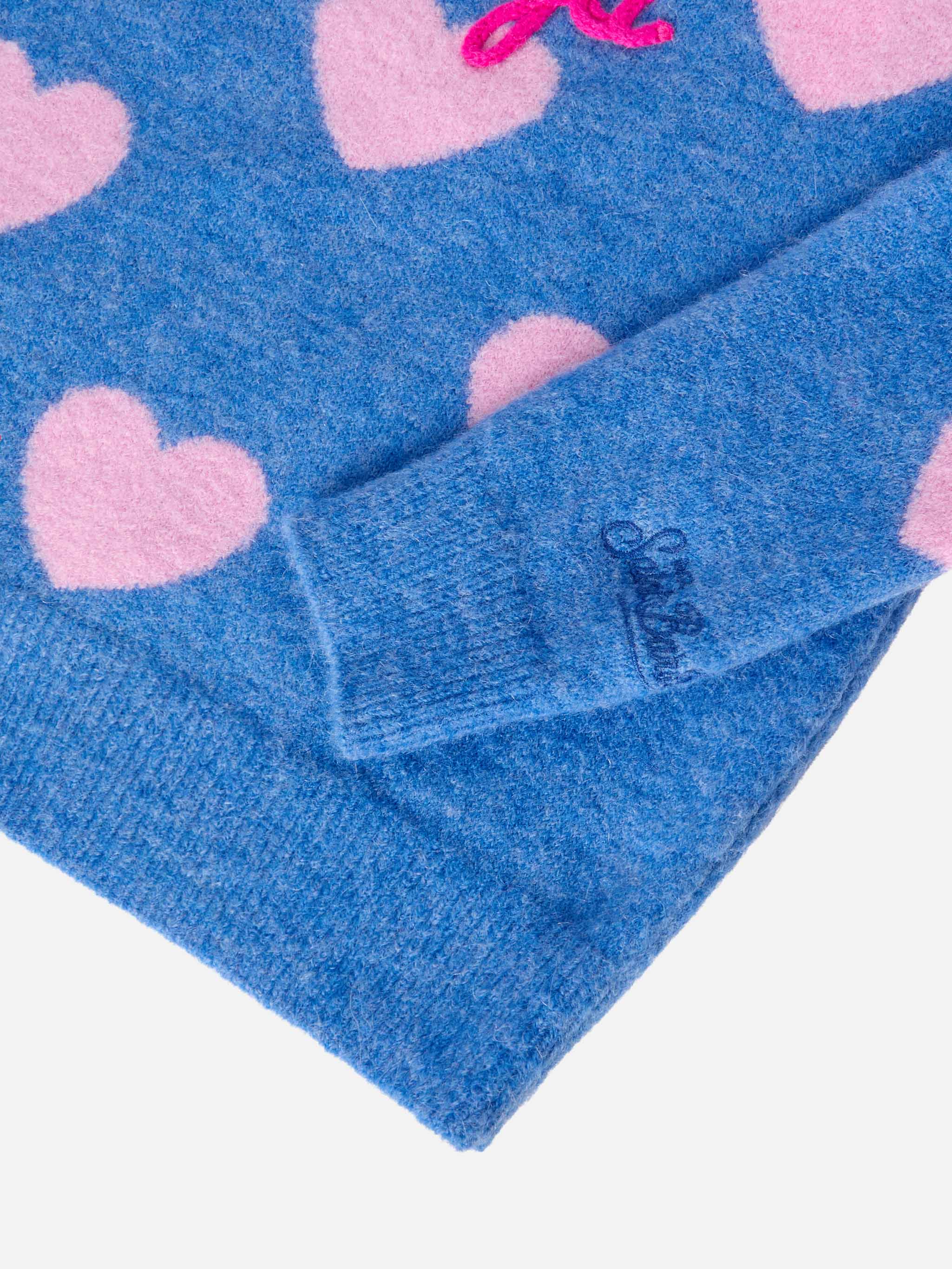 mc2-saint-barth-maglione-princess-bambina-blu-alpaca-stretch-jacquard-cuori-kiss image 4