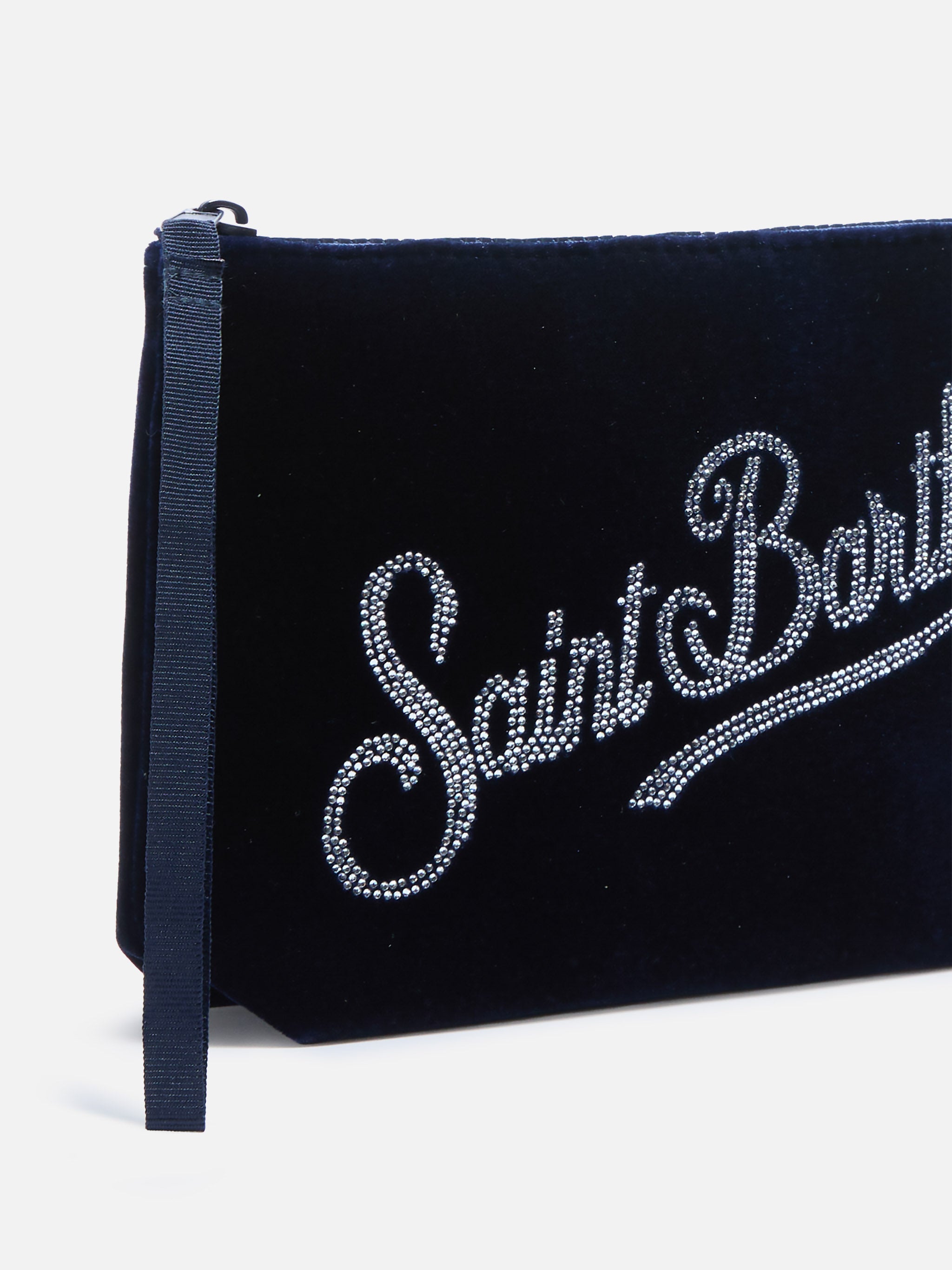 pochette-mc2-saint-barth-aline-in-scuba-effetto-velluto-blu-con-logo-strass image 2
