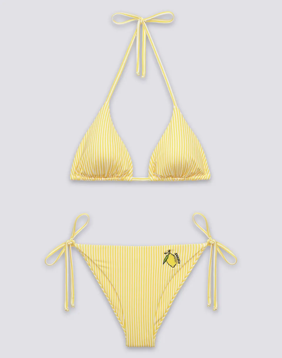 sundek-jennifer-bikini-donna-triangolo-e-slip-laccetti-stampa-juicy-stripes-frut image 1