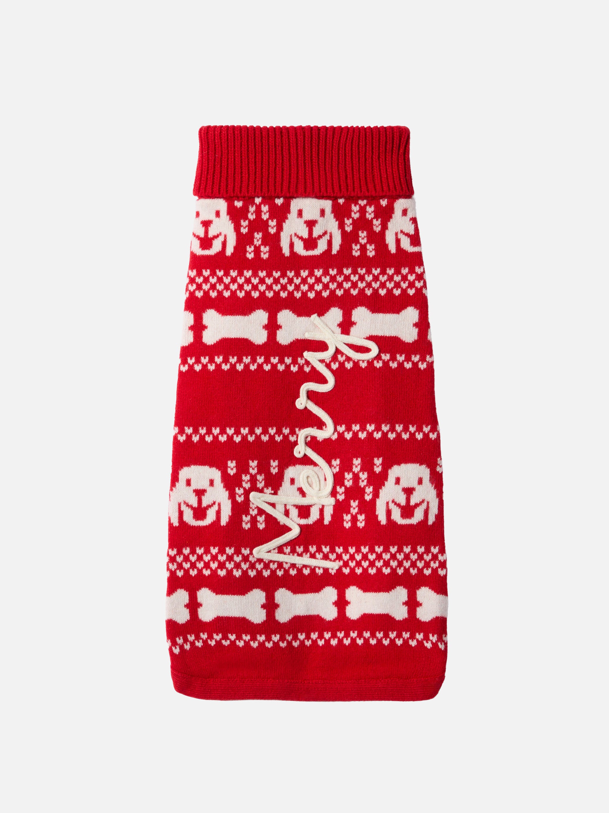 mc2-saint-barth-maglione-per-cani-merry-fair-isle-rosso-dolcevita image 5