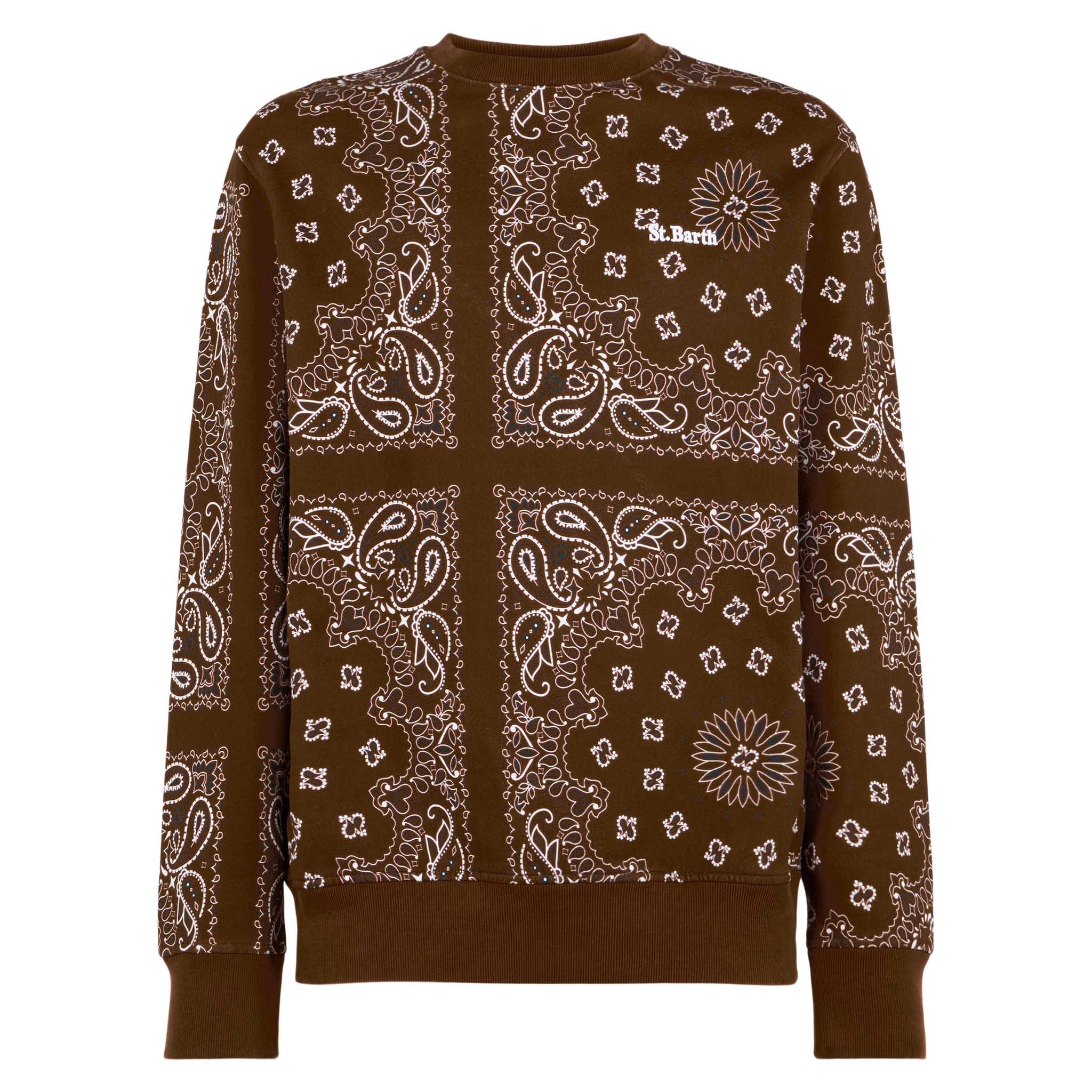 mc2-saint-barth-bris-bris001-felpa-girocollo-uomo-marrone-stampa-bandana image 4