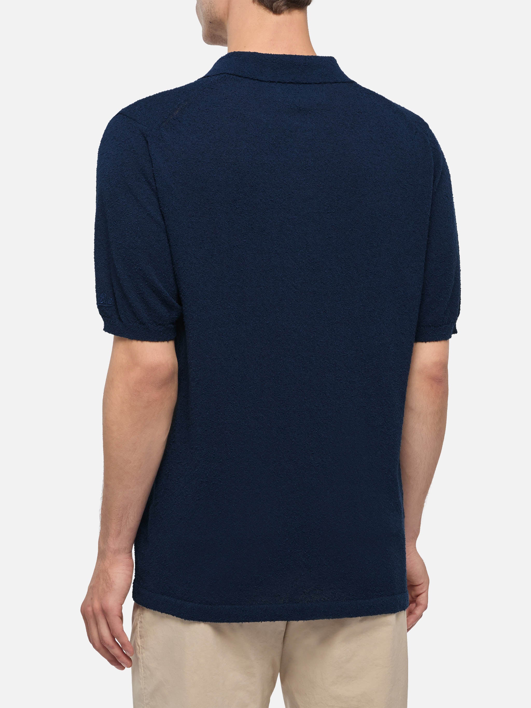 polo-uomo-mc2-saint-barth-sloan-terry-senza-bottoni-in-spugna-blu-navy image 4