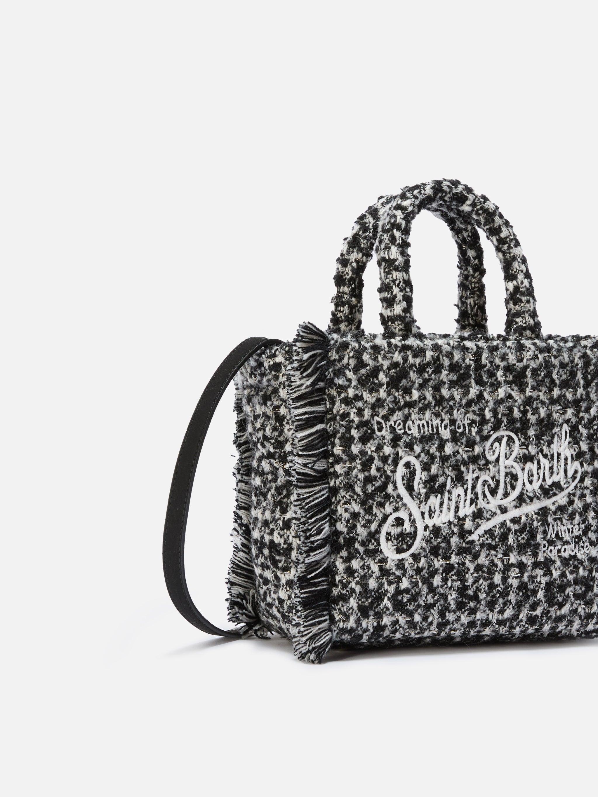 mc2-saint-barth-vanity-mini-borsa-mini-tweed-bianco-e-nero image 7