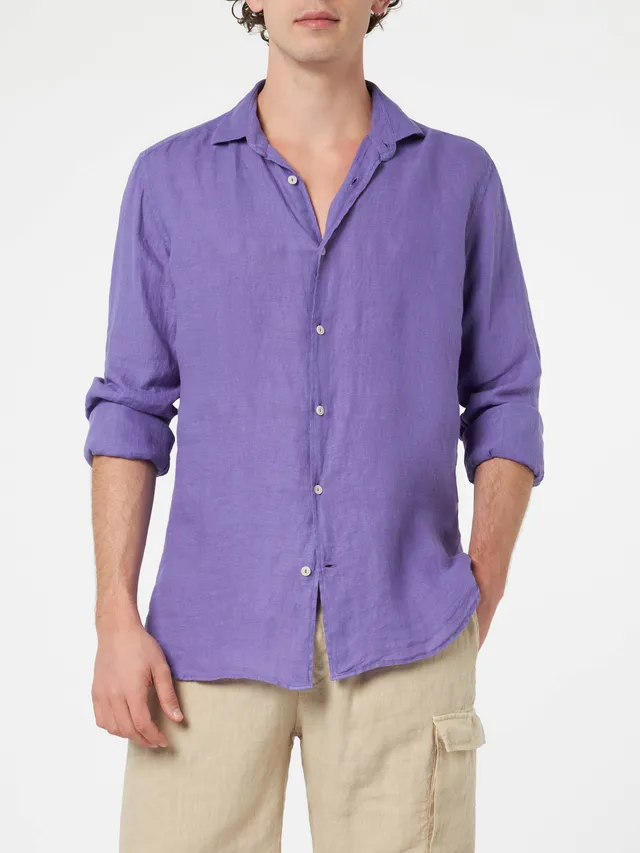 mc2-saint-barth-camicia-uomo-pamplona-in-lino-viola-vintage image 1