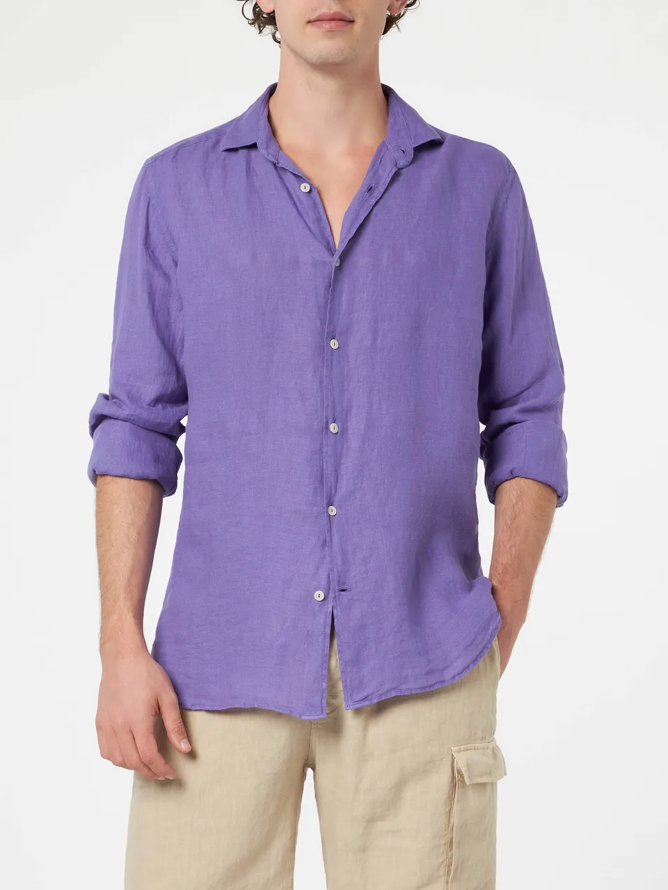 mc2-saint-barth-camicia-uomo-pamplona-in-lino-viola-vintage image 1