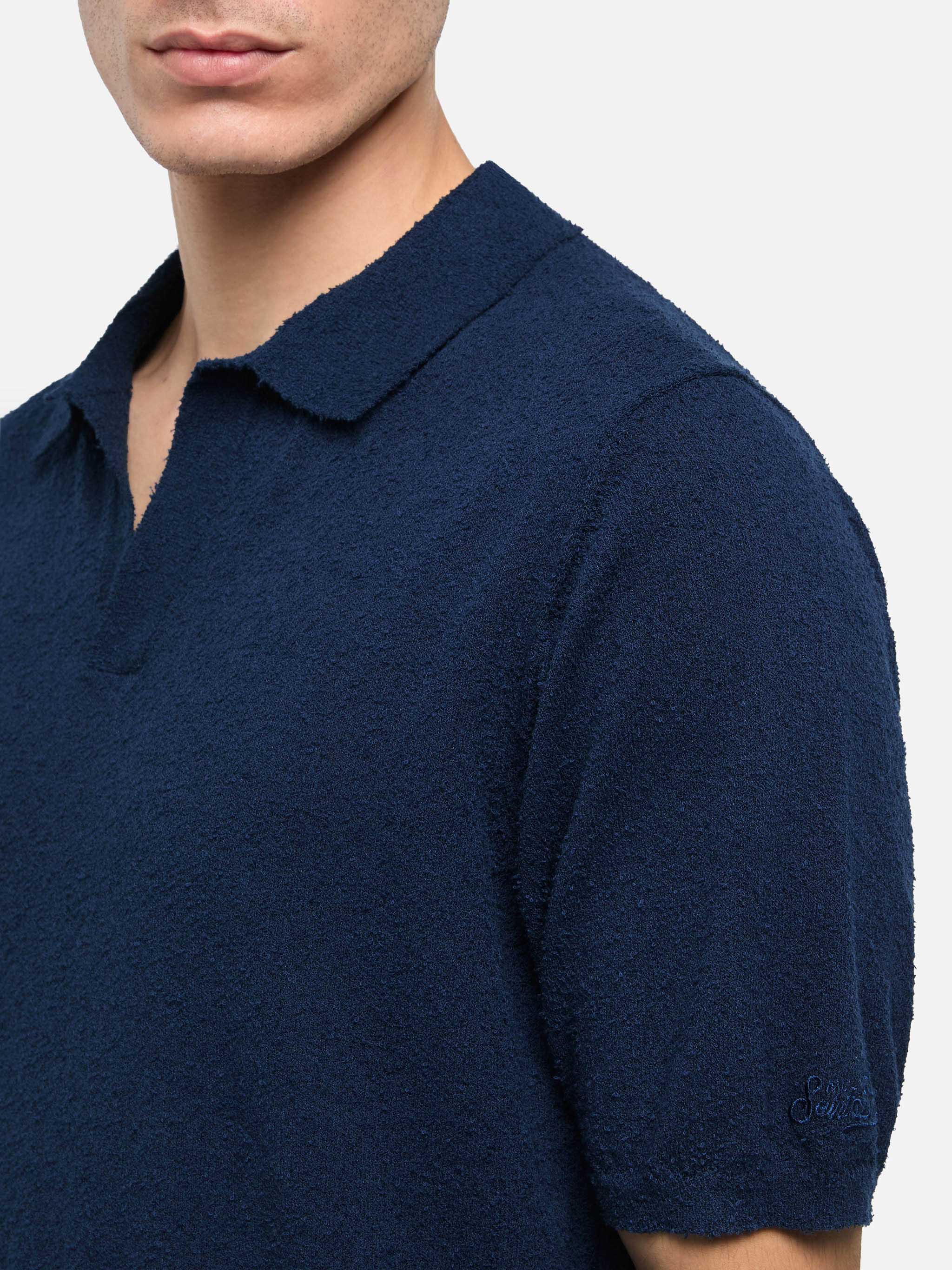 polo-uomo-mc2-saint-barth-sloan-terry-senza-bottoni-in-spugna-blu-navy image 2