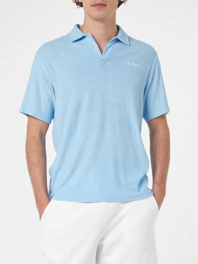 mc2-saint-barth-polo-jeremy-uomo-in-spugna-azzurra-senza-bottoni image 1