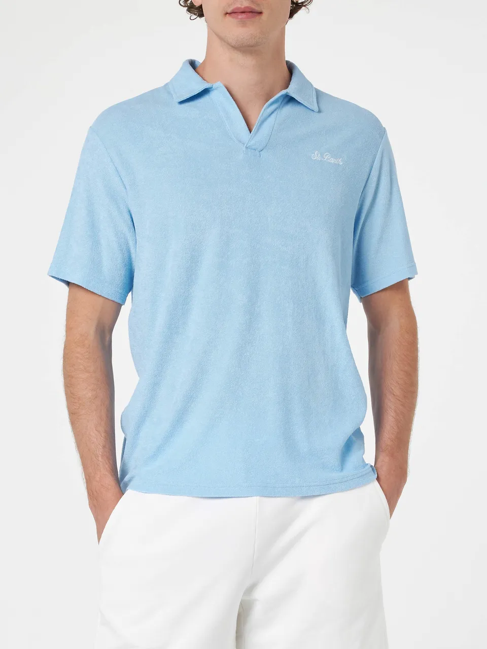 mc2-saint-barth-polo-jeremy-uomo-in-spugna-azzurra-senza-bottoni image 1