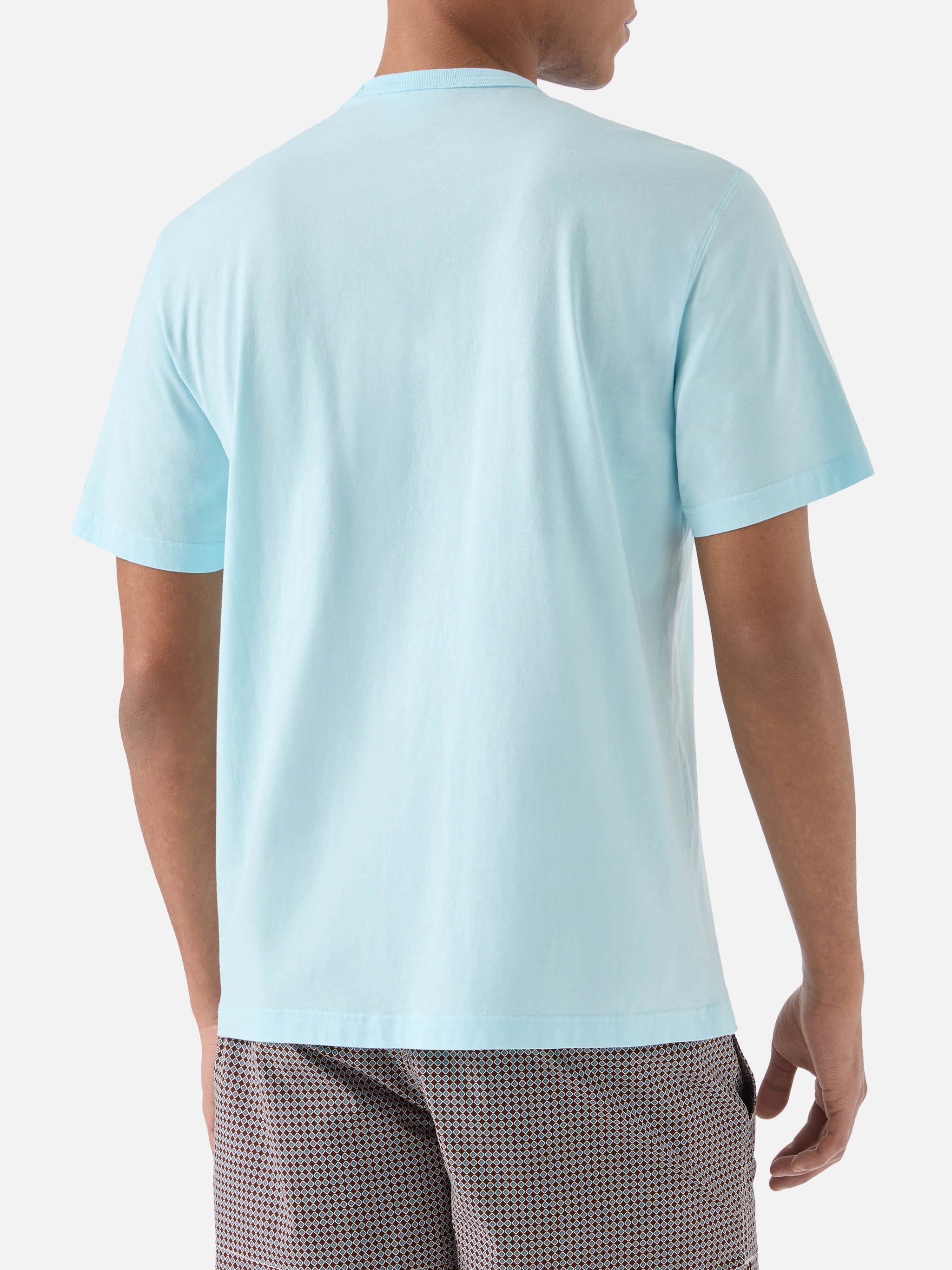 mc2-saint-barth-dover-t-shirt-uomo-verde-acqua-in-cotone-con-ricamo-logo image 4
