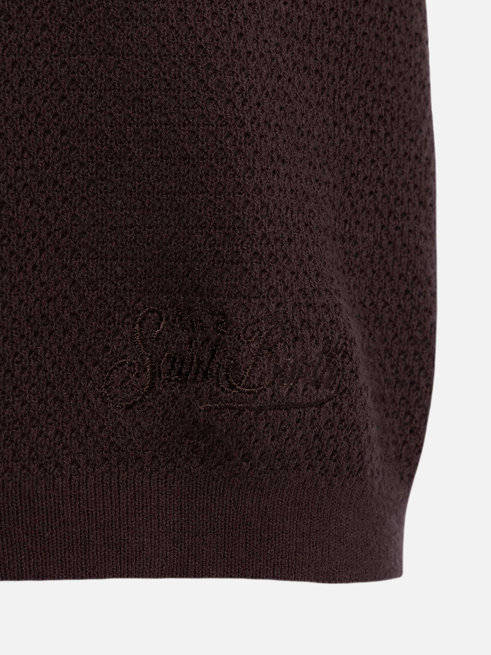 mc2-saint-barth-polo-sloan-uomo-in-maglia-a-rete-marrone-senza-bottoni image 8