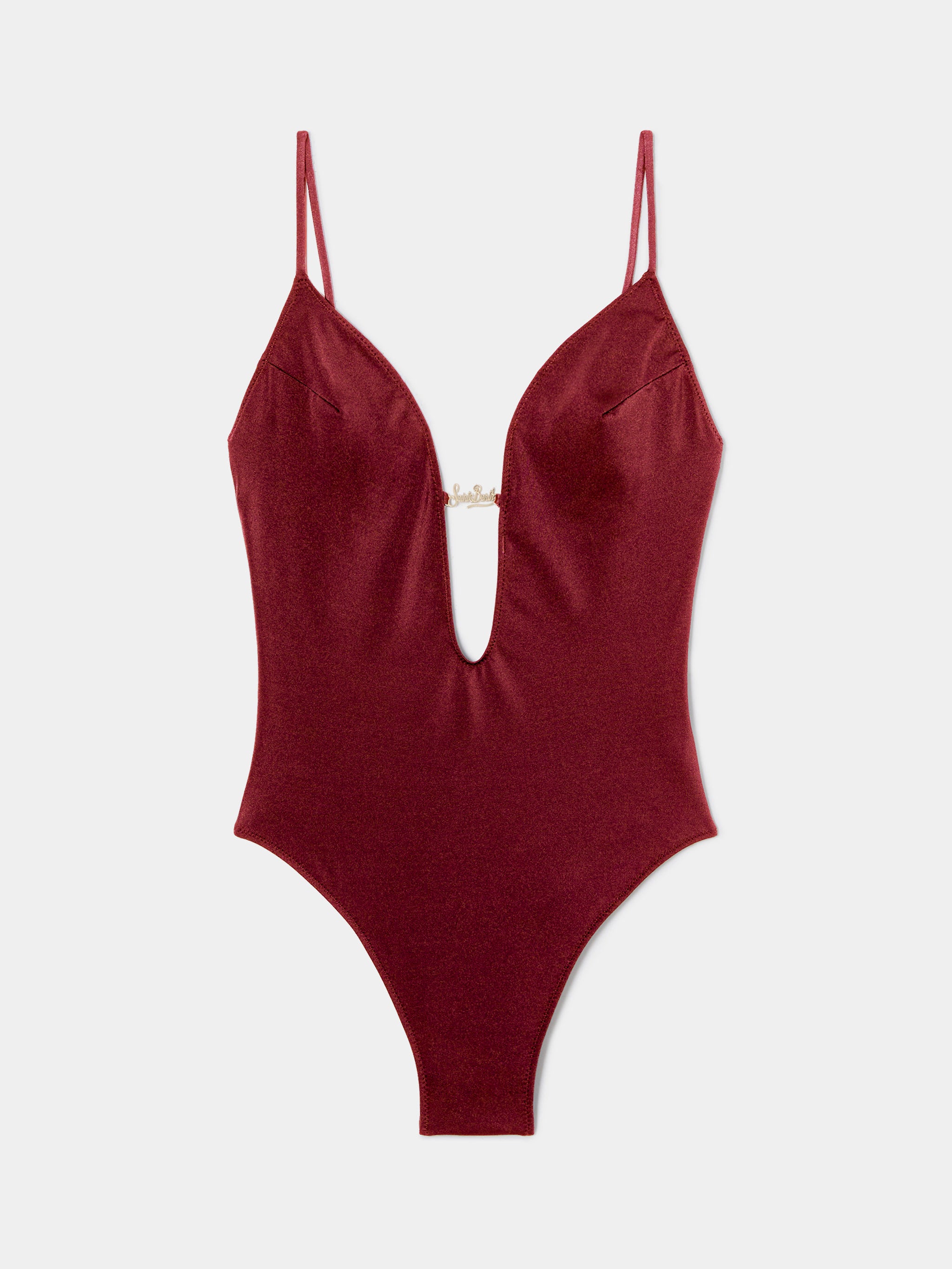 mc2-saint-barth-crunchy-costume-intero-glossy-finish-bordeaux-con-charm-spalline image 1