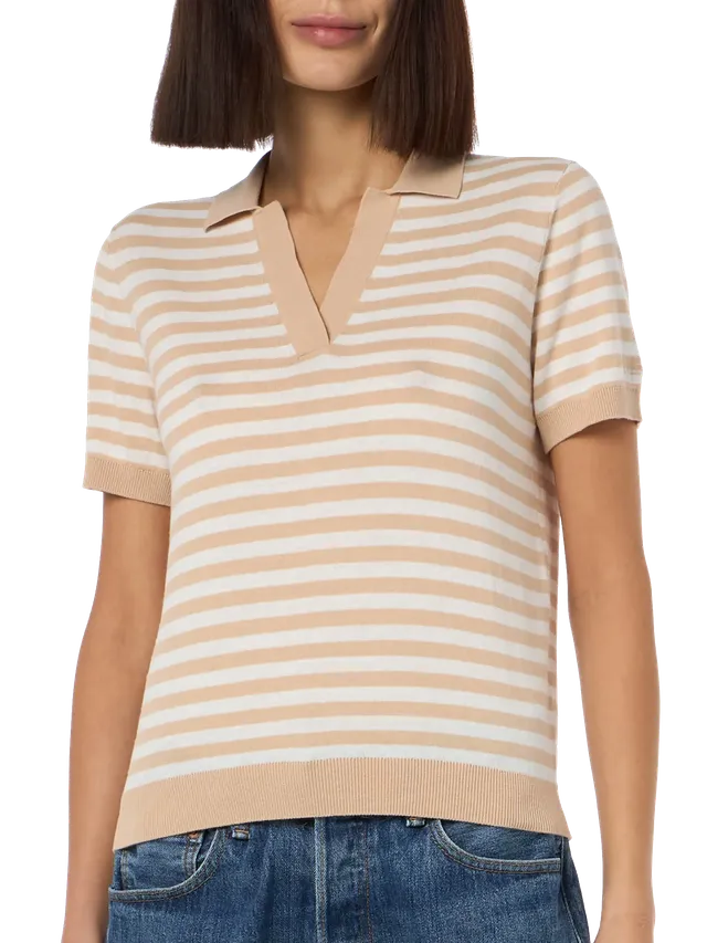 mc2-saint-barth-evonne-polo-donna-in-maglia-a-righe-beige-e-bianco image 1