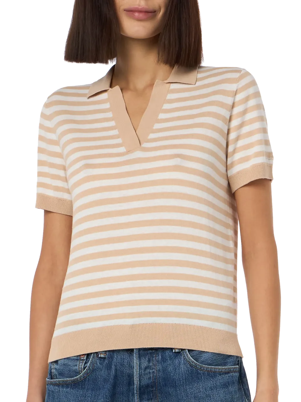 mc2-saint-barth-evonne-polo-donna-in-maglia-a-righe-beige-e-bianco image 1