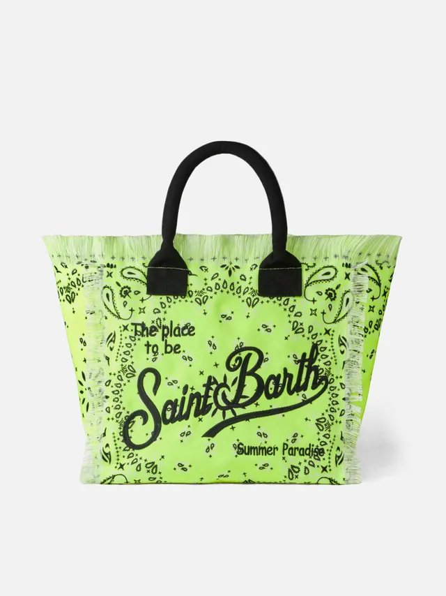 mc2-saint-barth-vanity-borsa-a-spalla-tote-giallo-fluo-stampa-bandana-40x32x20-c image 1