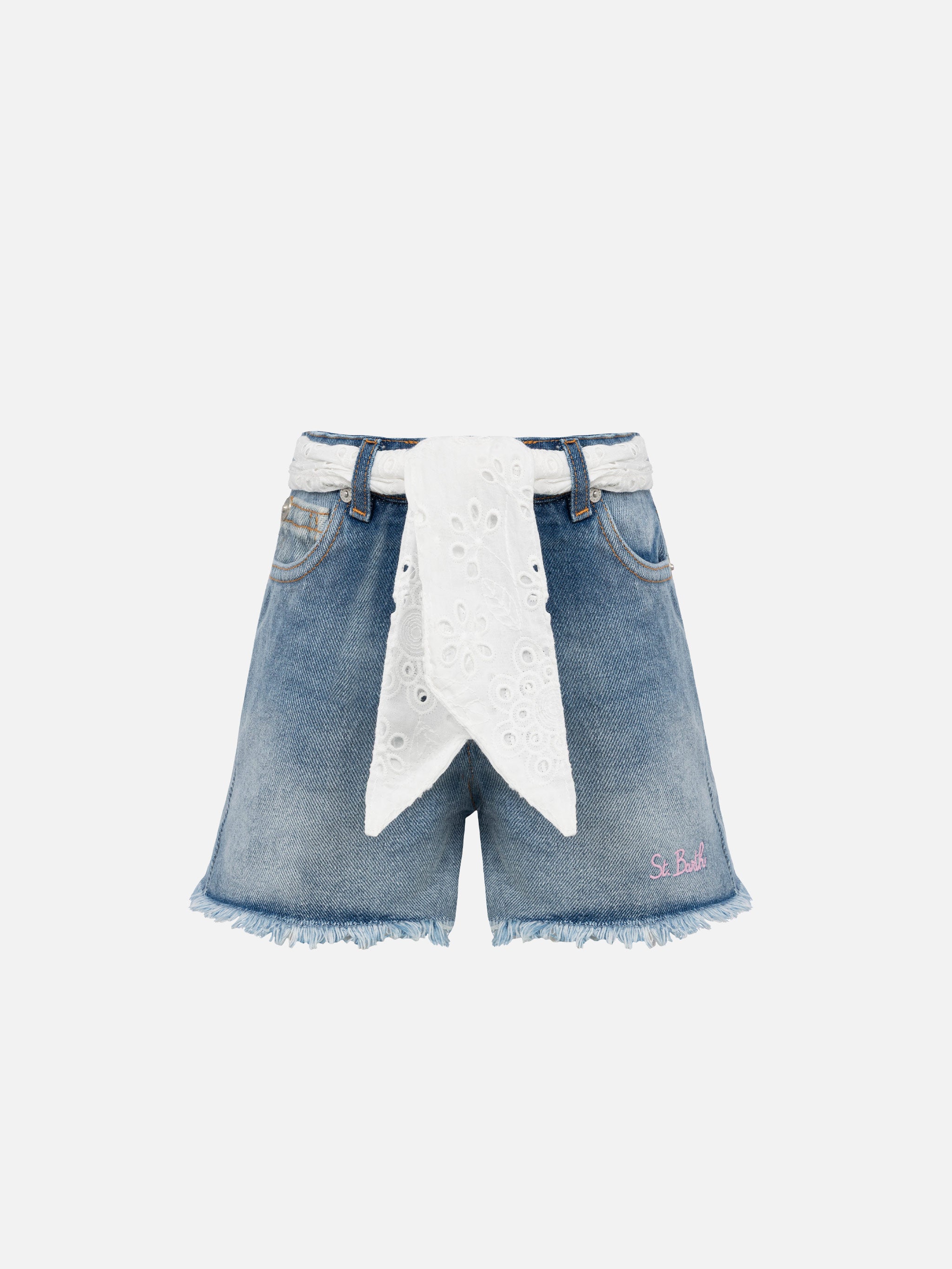 shorts-in-denim-mc2-saint-barth-kiko-jr-con-pizzo-sangallo-e-dettagli-ricamati-b image 1