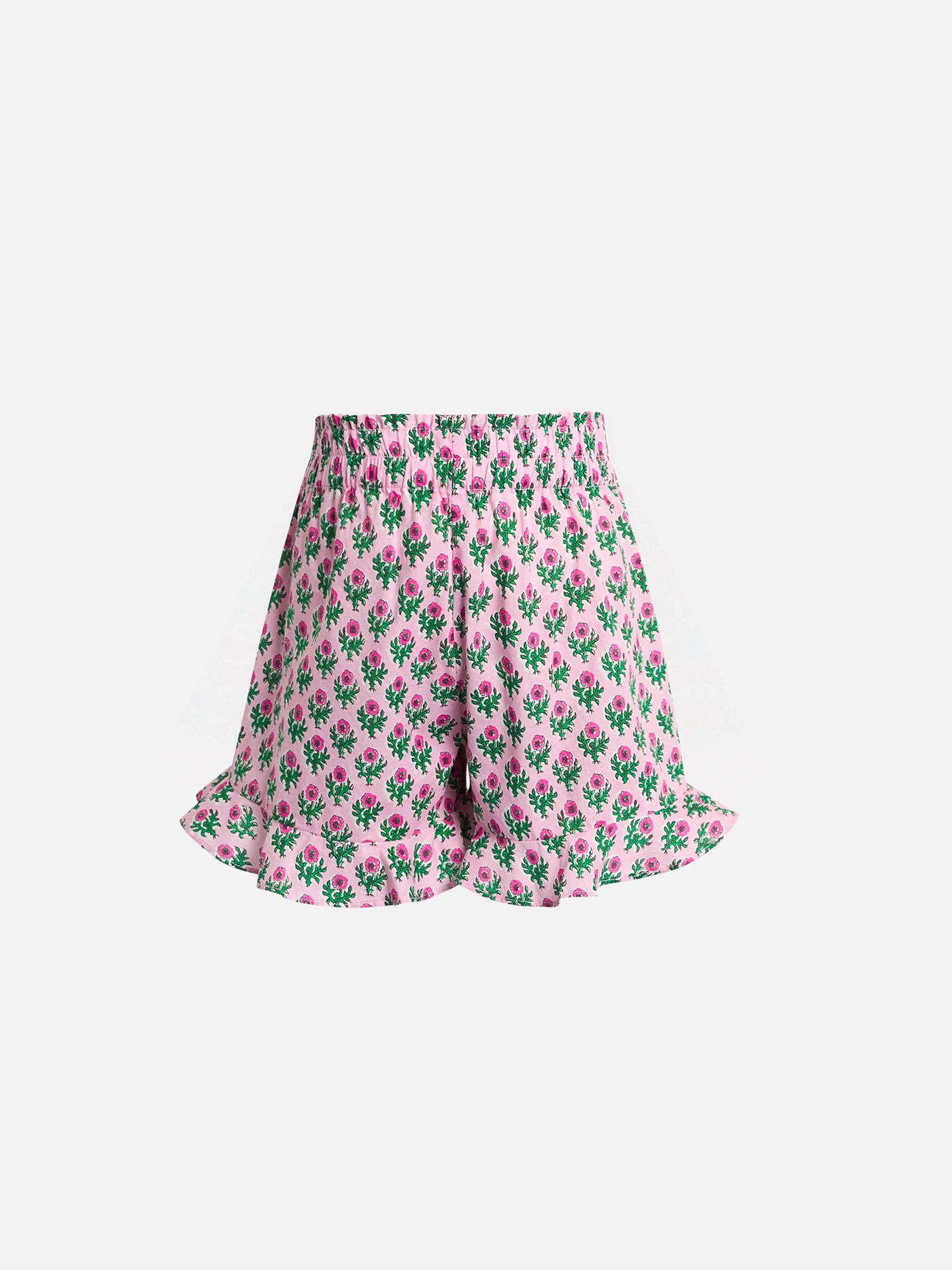 mc2-saint-barth-ander-p-pantaloncini-bambina-cotone-fiori-rosa-con-volant image 1