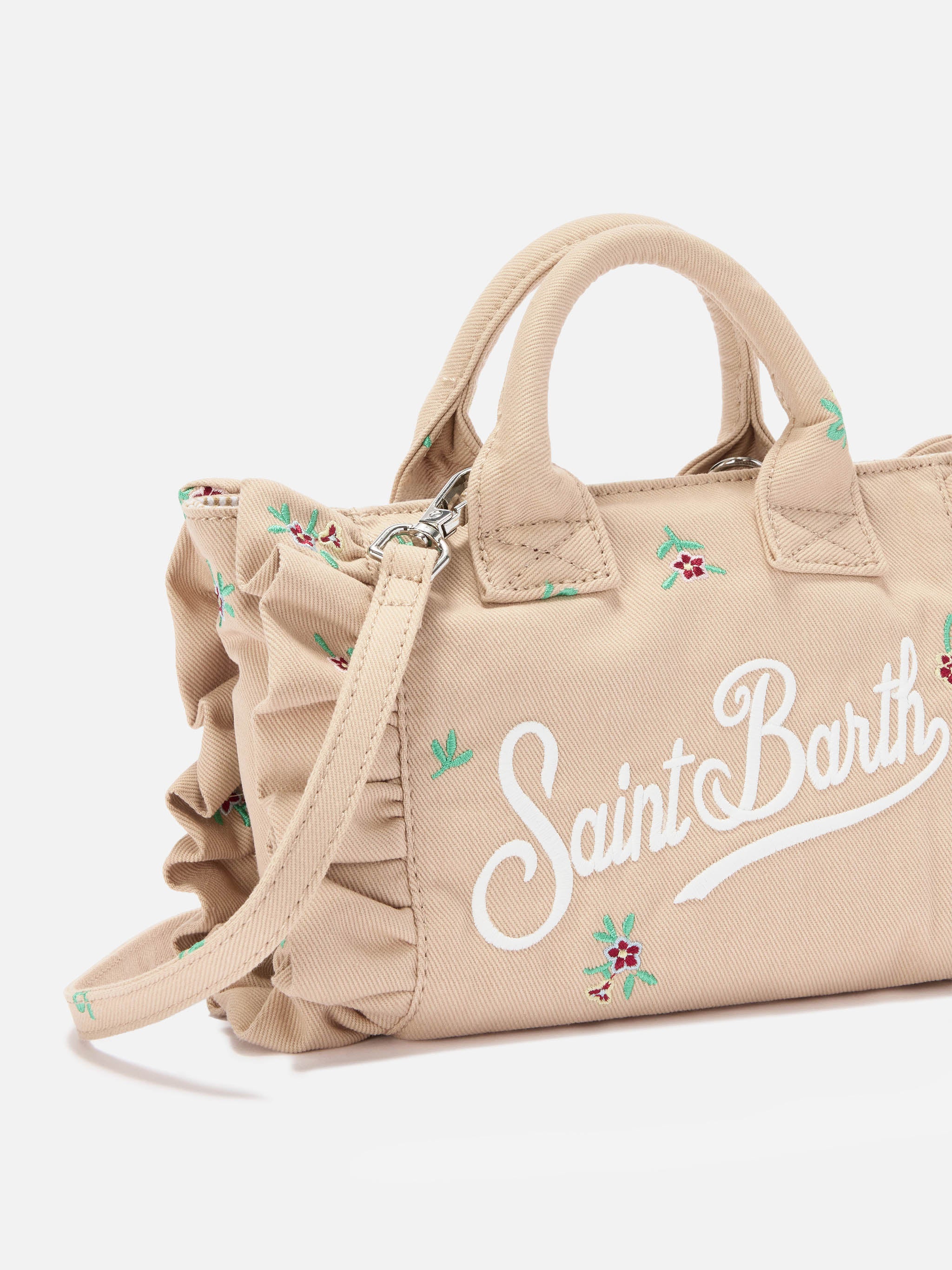 mc2-saint-barth-borsa-vanity-mini-volant-in-denim-beige-con-fiori-ricamati image 3