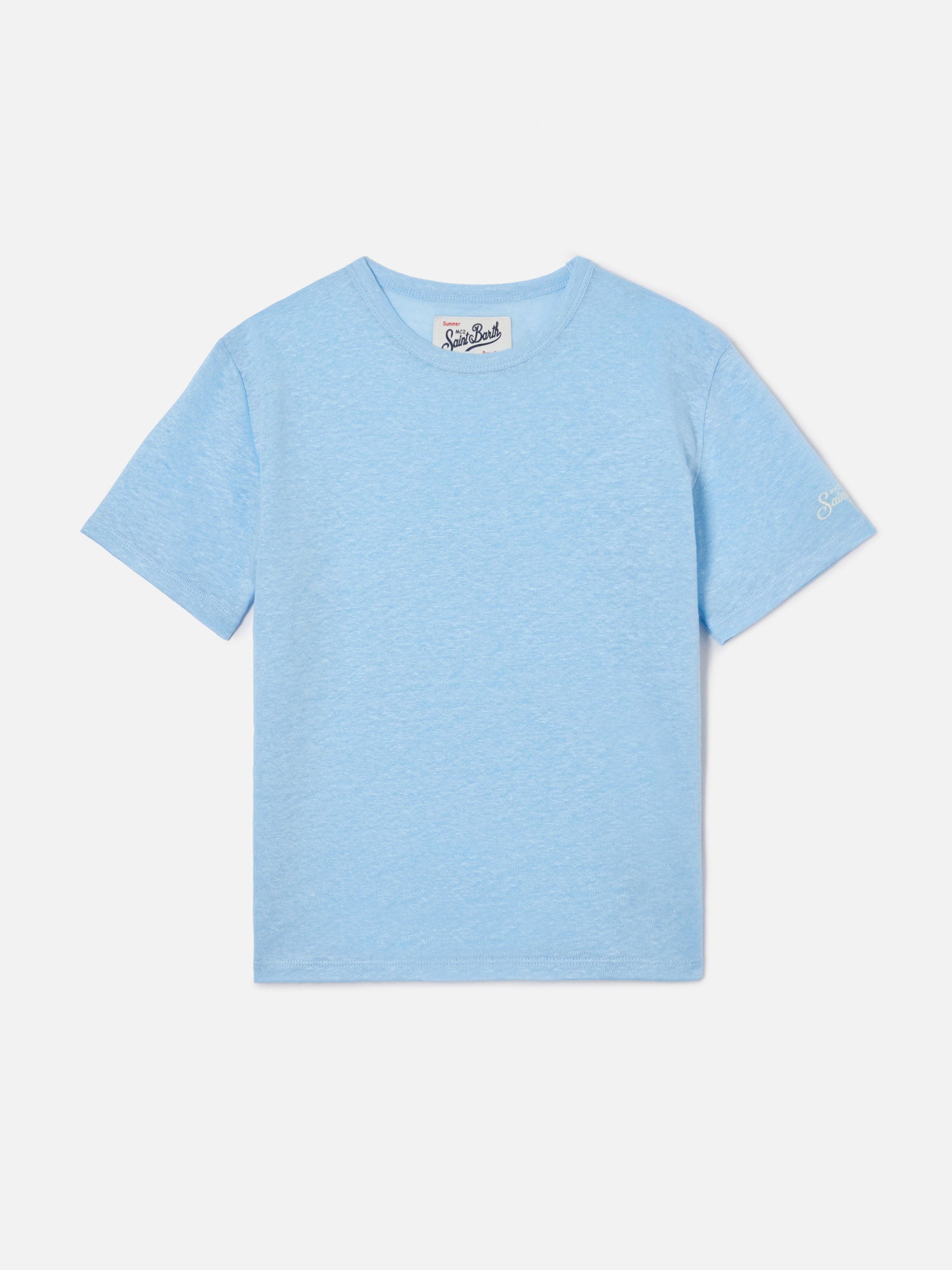 mc2-saint-barth-t-shirt-alex-bambino-in-puro-lino-azzurro image 1