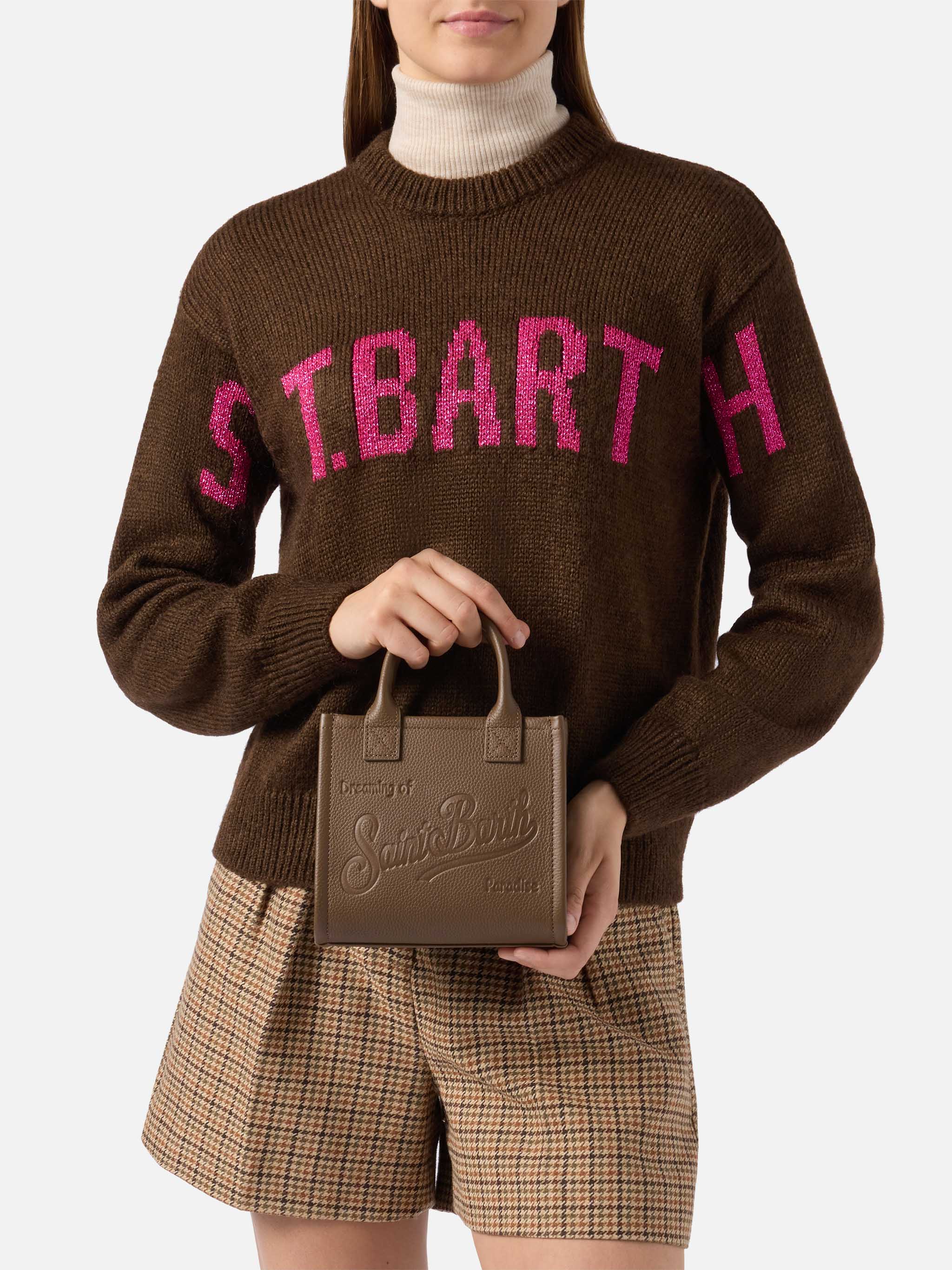 mc2-saint-barth-borsa-a-spalla-vanity-bag-mini-in-pelle-martellata-marrone image 2