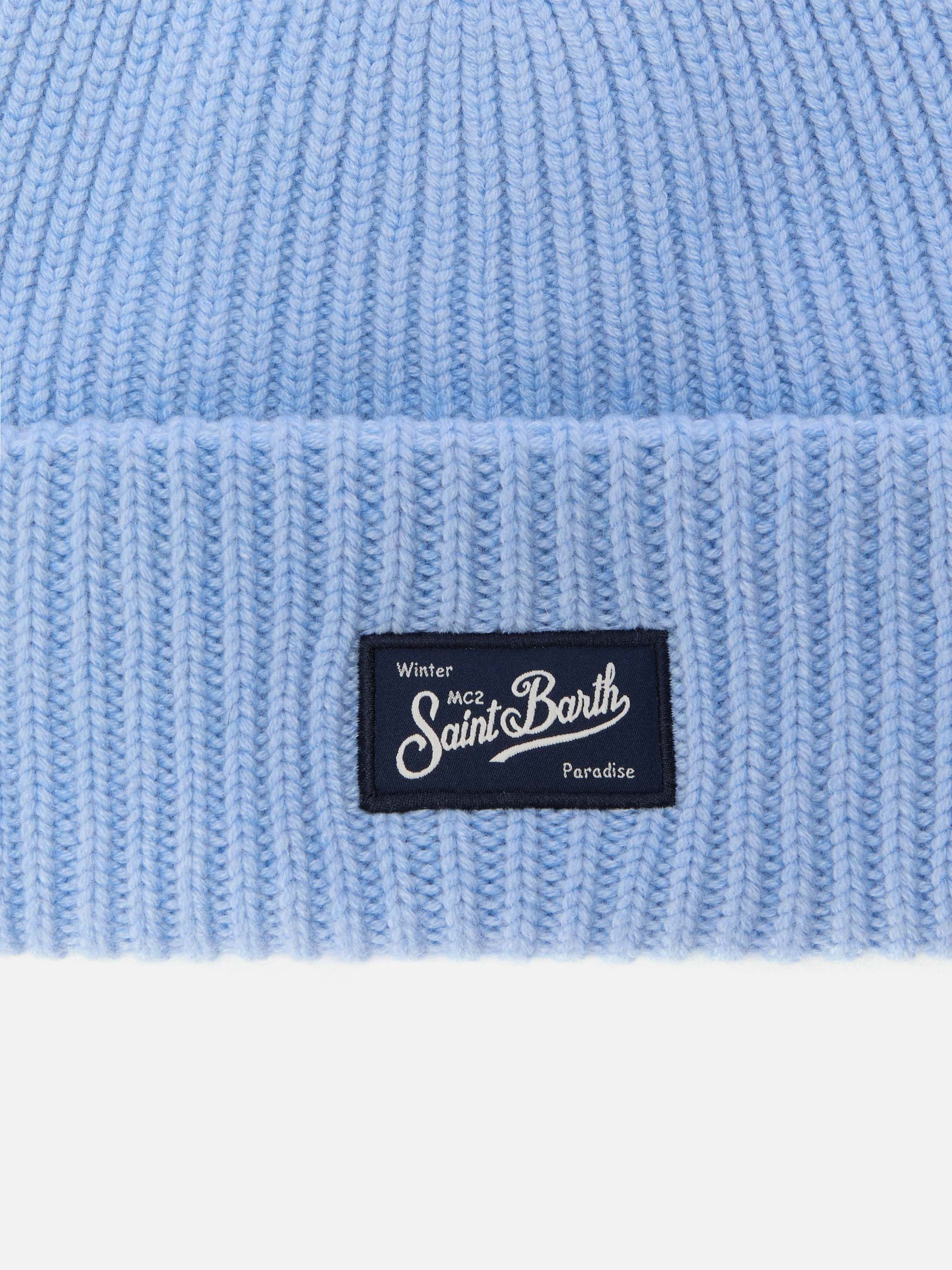 mc2-saint-barth-berry-berretto-azzurro-a-coste-in-blend-con-cashmere image 2