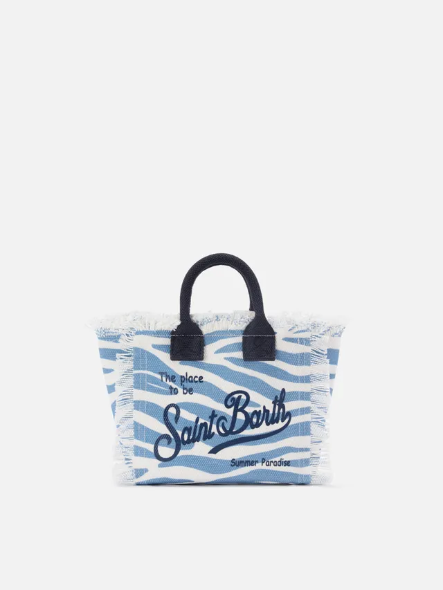mc2-saint-barth-vanity-mini-borsa-canvas-blu-stampa-zebrata-con-frange image 1
