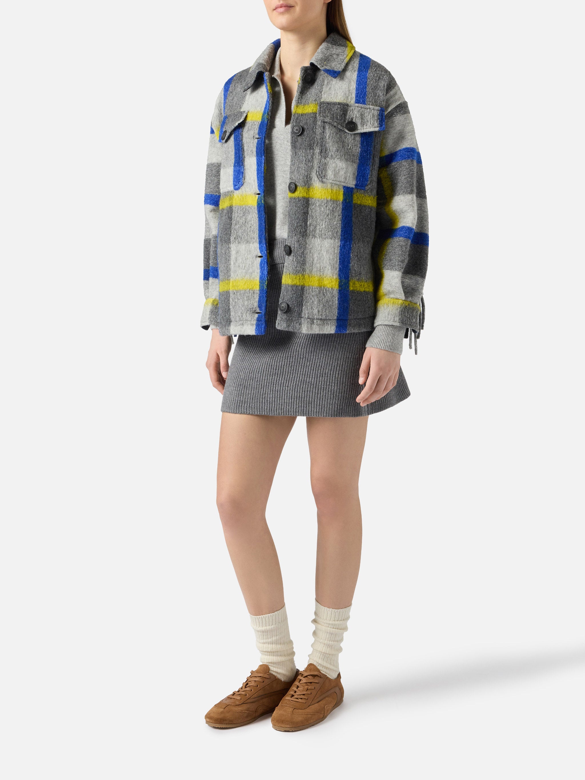 mc2-saint-barth-marceline-overshirt-donna-tartan-con-frange image 2