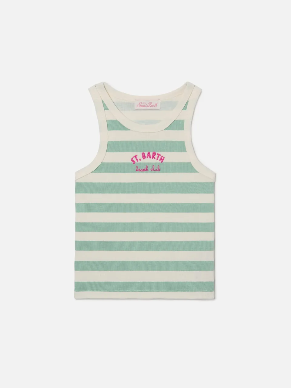 mc2-saint-barth-blue-jr-top-bambina-a-righe-verdi-e-bianche-logo-ricamato image 1